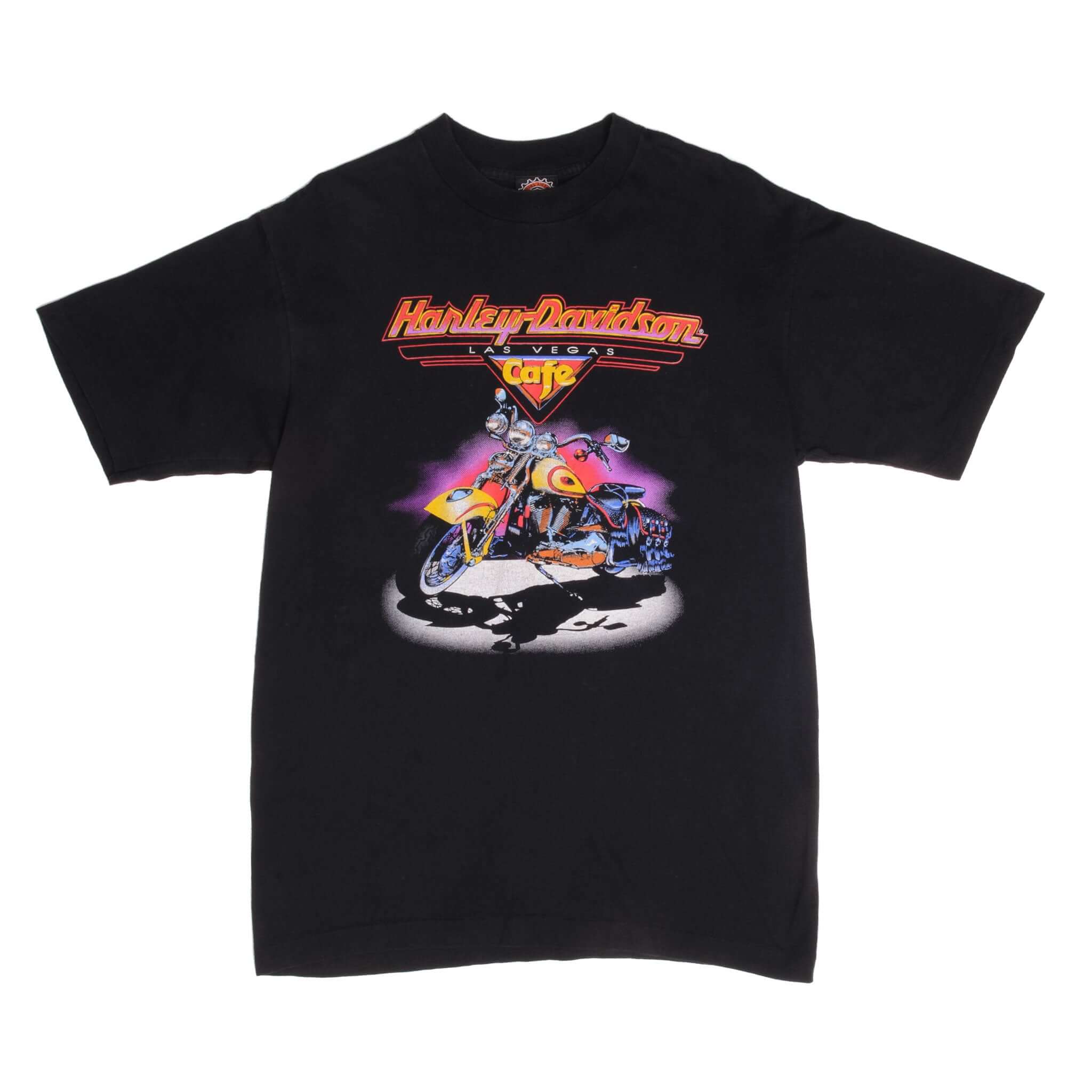 Vintage Harley Davidson Cafe Las Vegas Tee Shirt Size Medium Made In USA With Single Stitch Sleeves