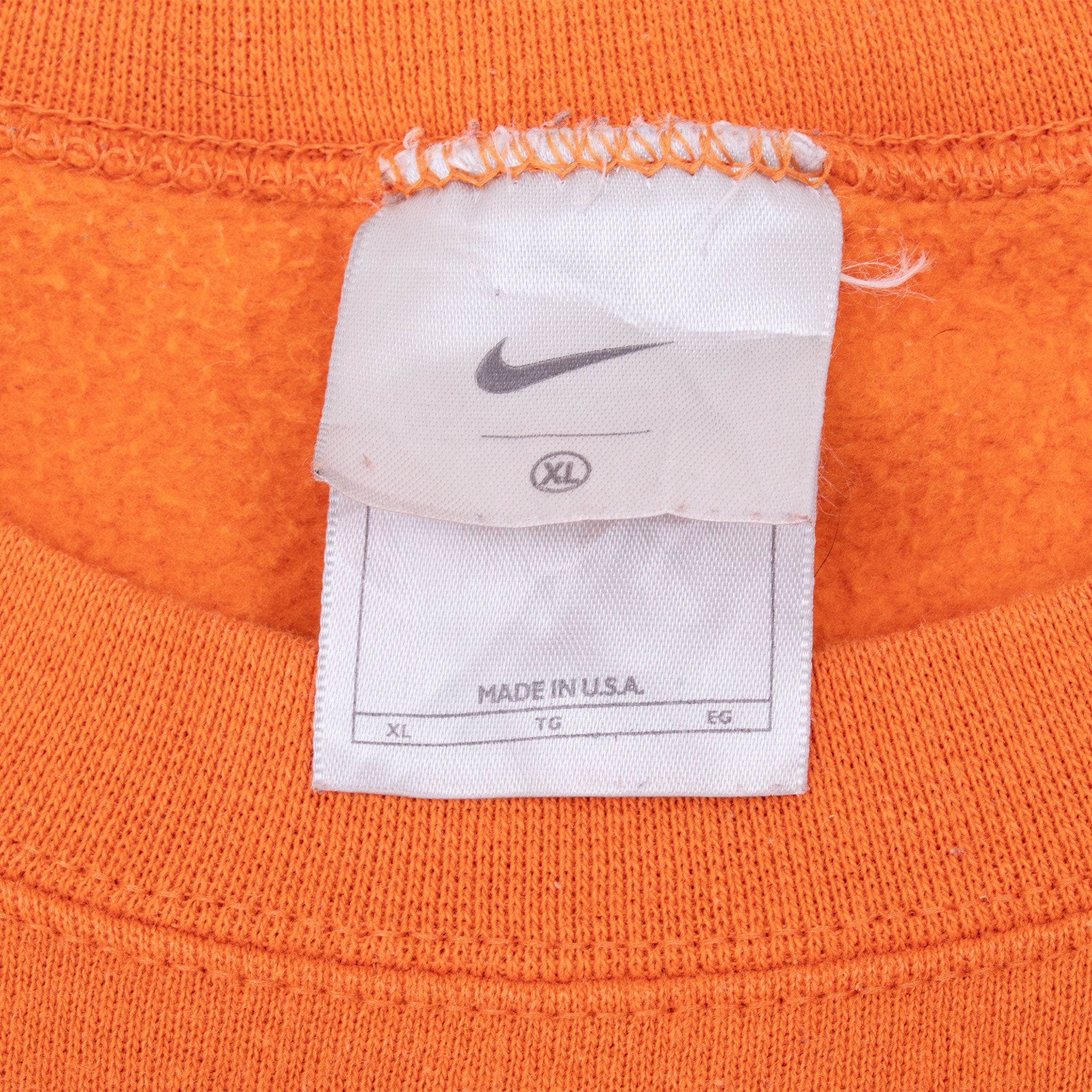 Vintage Nike Classic Swoosh Orange Sweatshirt 2000S Size XL Made In Usa