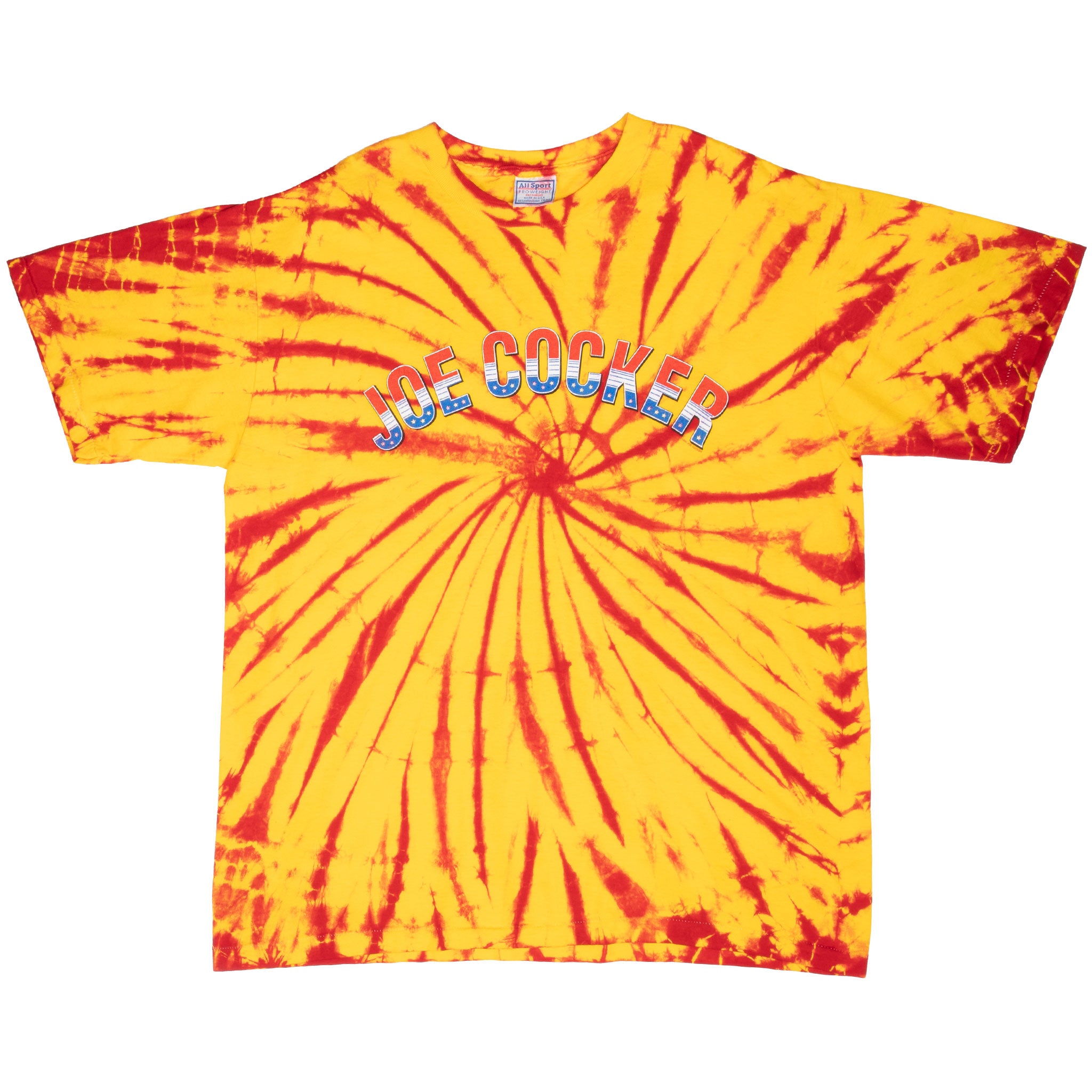 Vintage Joe Cocker World Tour 1994 Tie Dye Tee Shirt Size 2XL With Single Stitch Sleeves Made In Usa