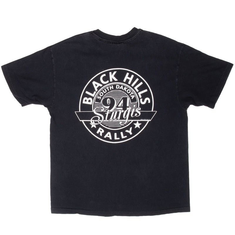 Vintage Harley Davidson Black Hill Rally 1994 South Dakota Tee Shirt With Single Stitch Made In Usa Size Large