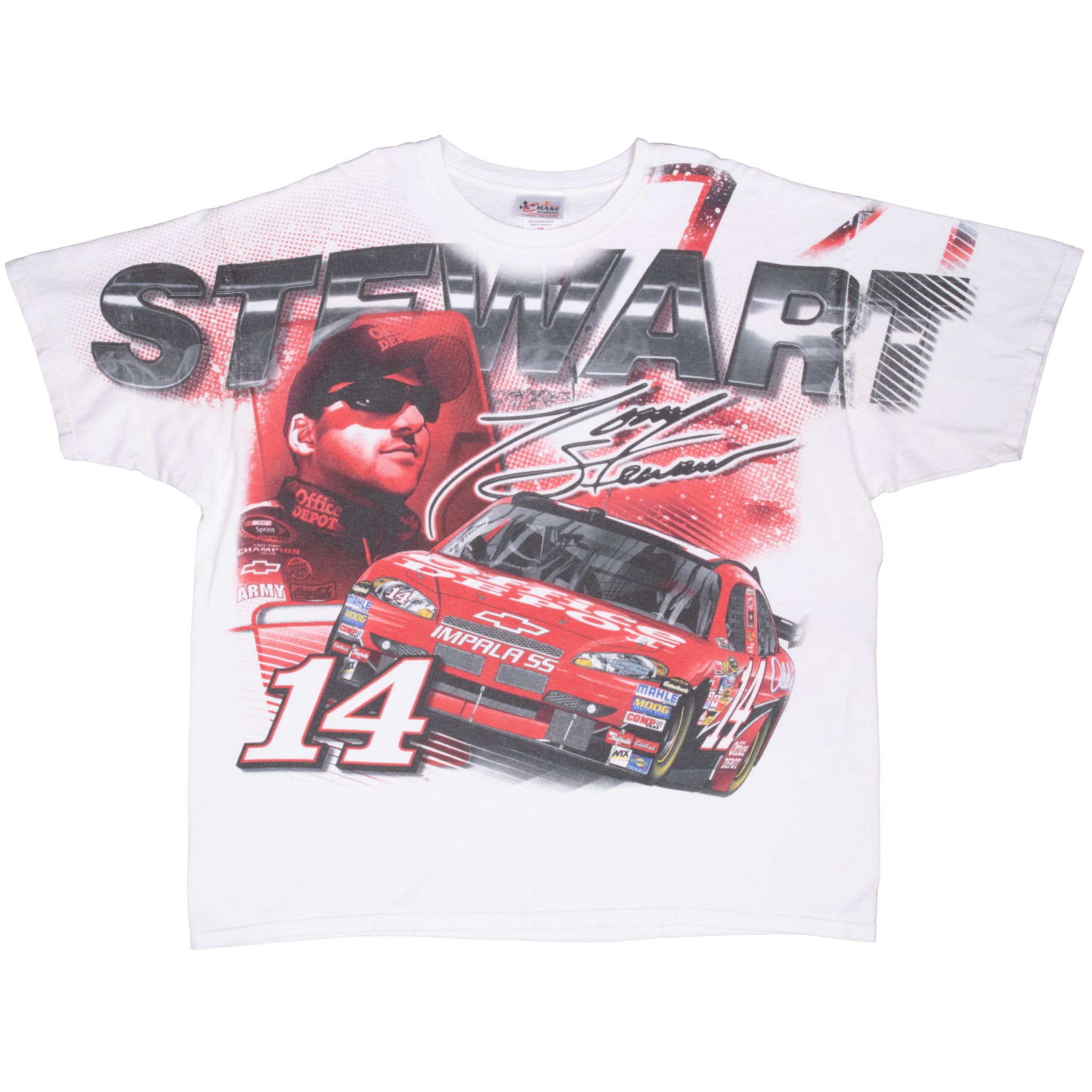 Vintage All Over Print Nascar Tony Stewart Office Depot 2009 Tee Shirt Size 2XL