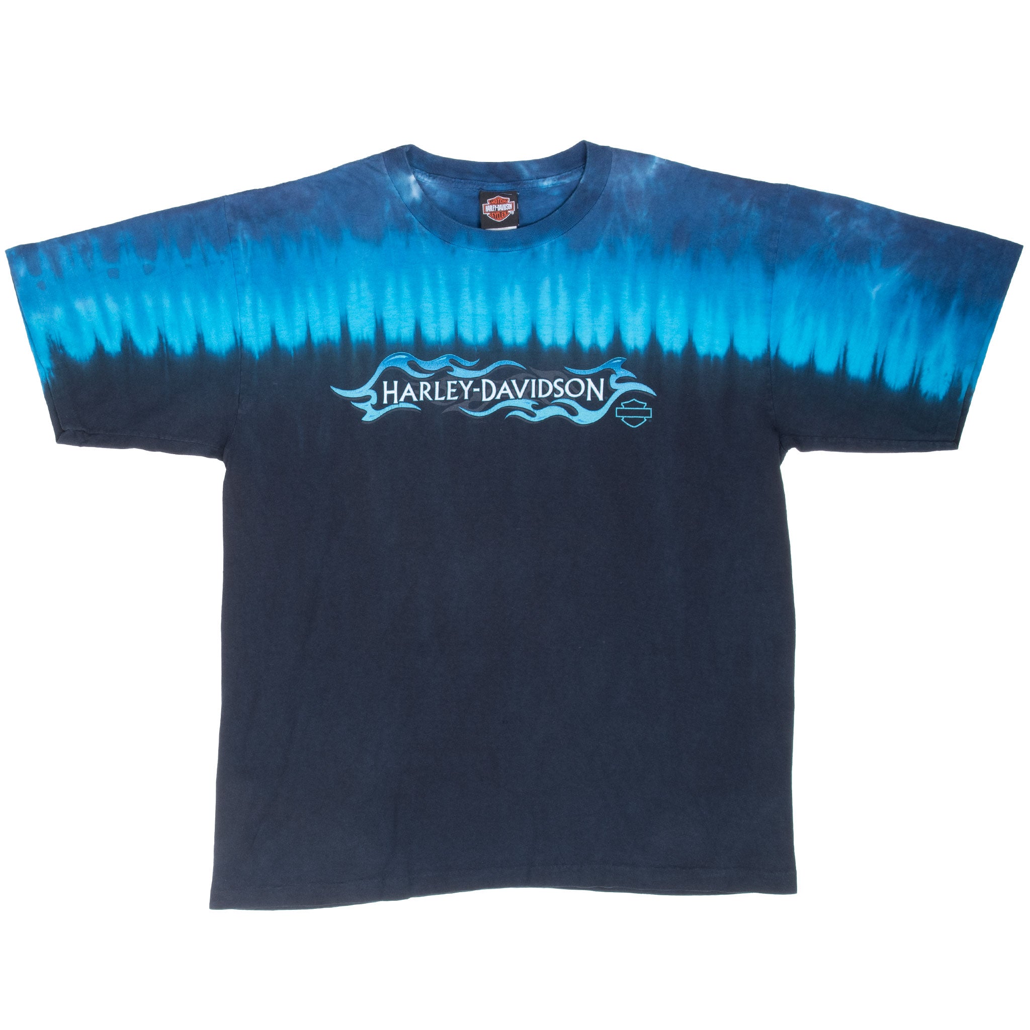 Vintage Harley Davidson Daytona Beach 2000 Tie Dye Tee Shirt With SIngle Stitch Sleeves Size Large Made In Usa