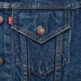 Vintage Levis Type 3 Denim Jacket 4 Pockets 76581 0214 1980S Size Small Made In Usa With A Medium Dark Wash