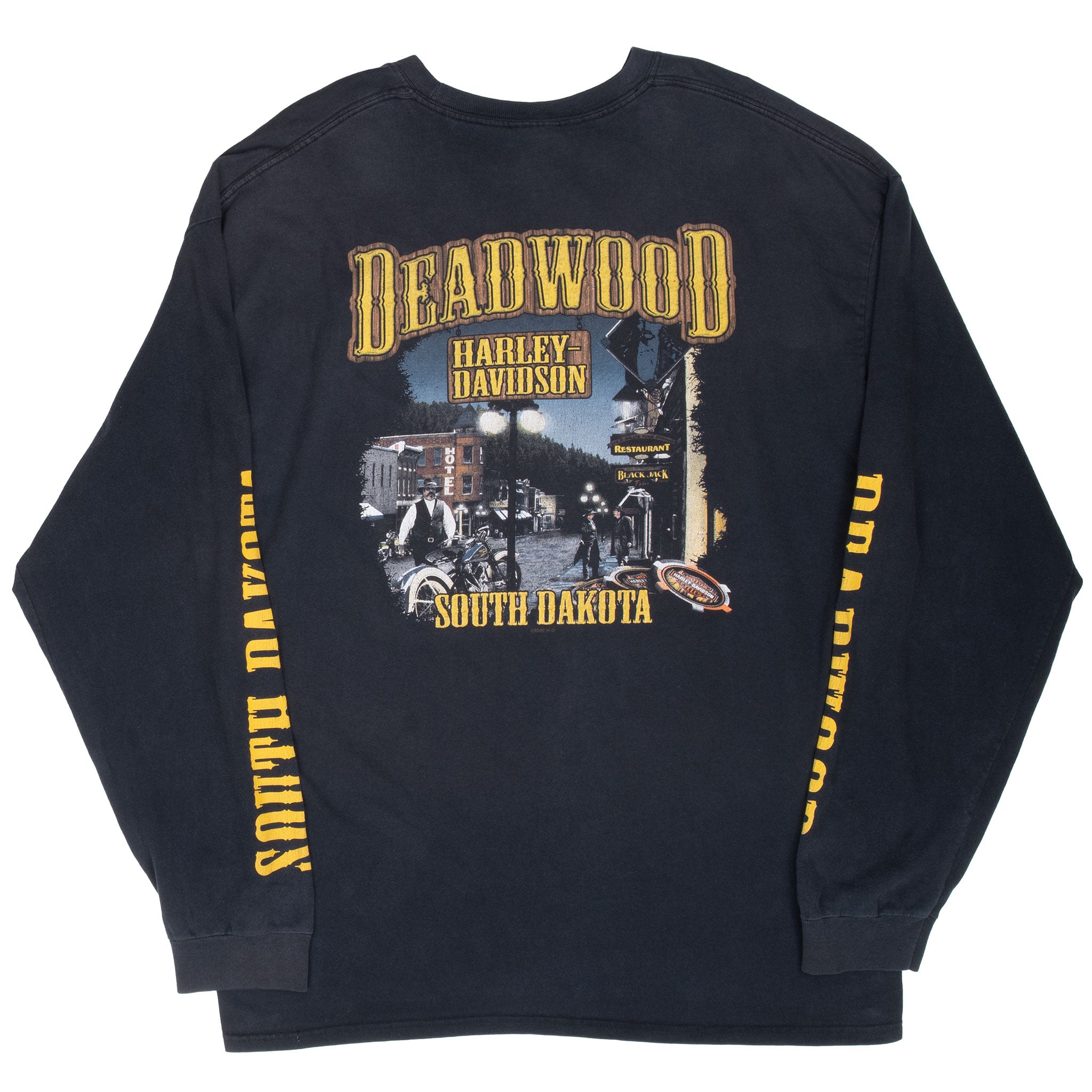 Vintage Harley Davidson Deadwood South Dakota 2006 Long Sleeve Tee Shirt Size 2XL