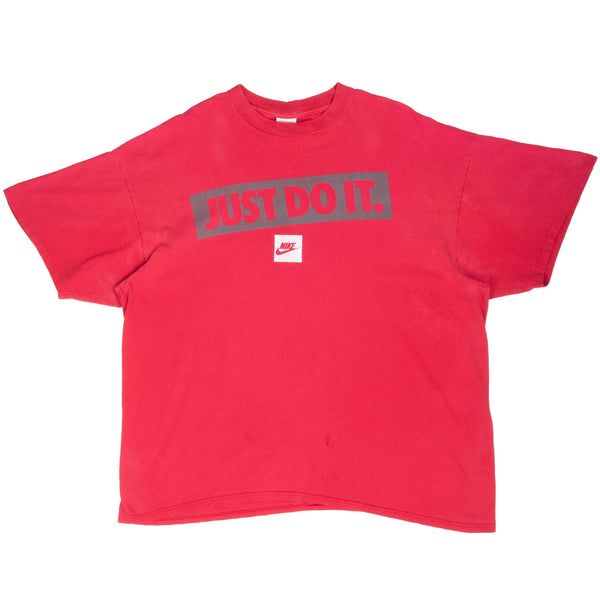 Vintage Nike Just Do It Red 1980S Tee Shirt Size 2XL Made In Usa