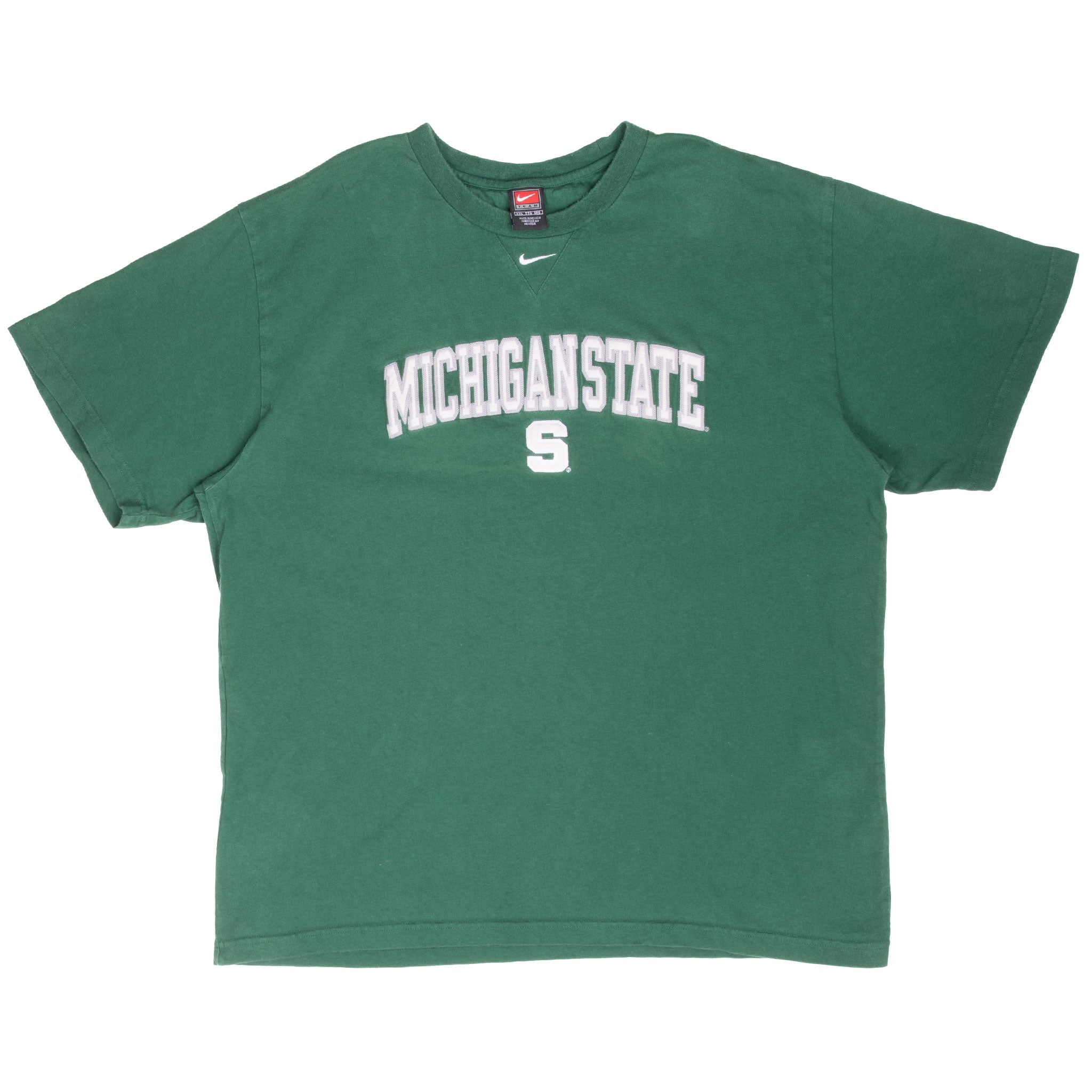Vintage Nike Ncaa Michigan State Center Swoosh Tee Shirt 1990S Size 2XL