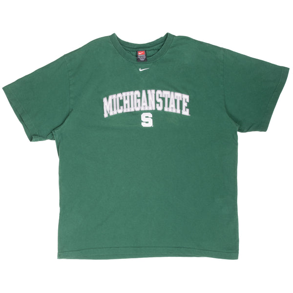 Vintage Nike Ncaa Michigan State Center Swoosh Tee Shirt 1990S Size 2XL