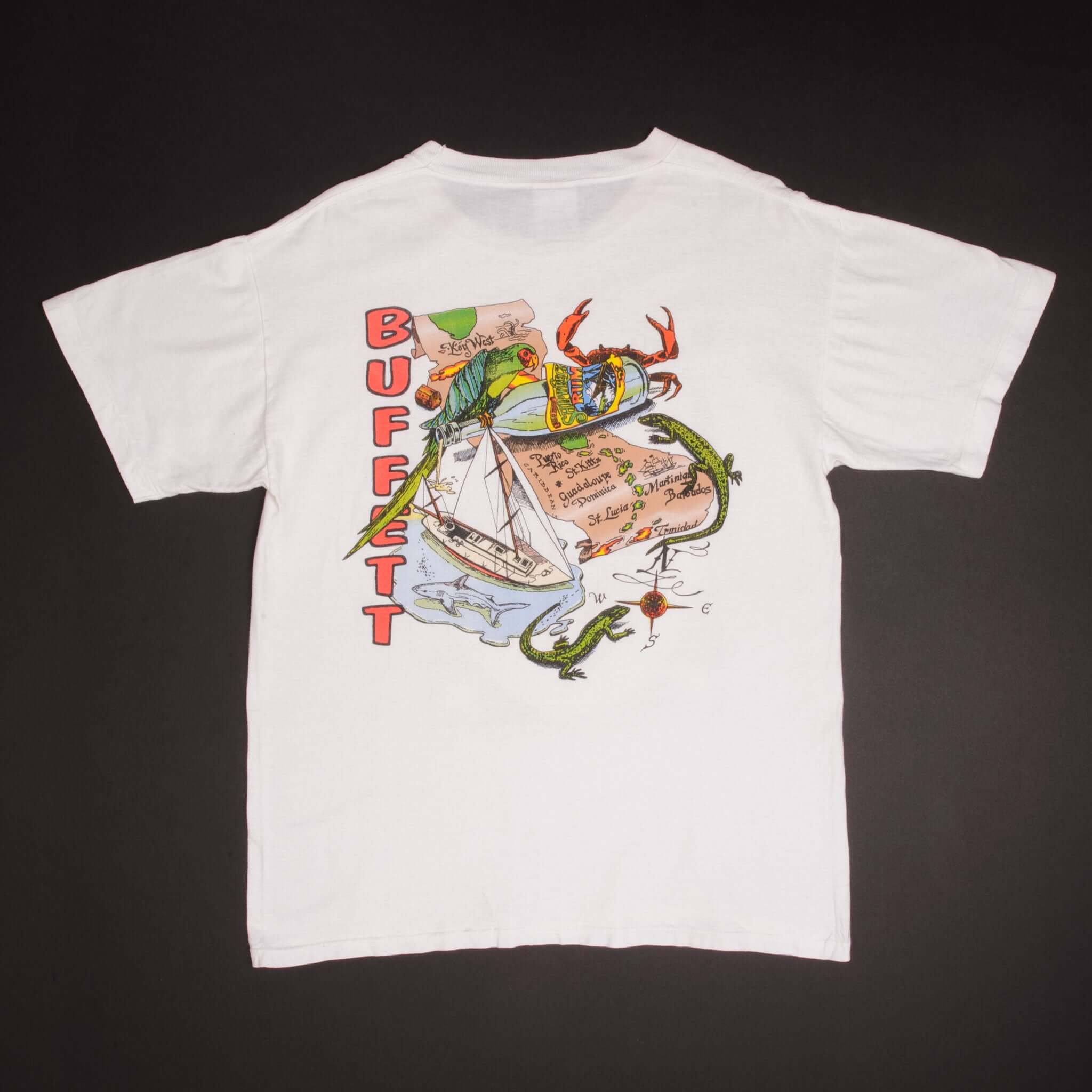 Vintage Jimmy Buffet Recession Tour Tee Shirt 1990S Size Large Made In USA With Single Stitch Sleeves