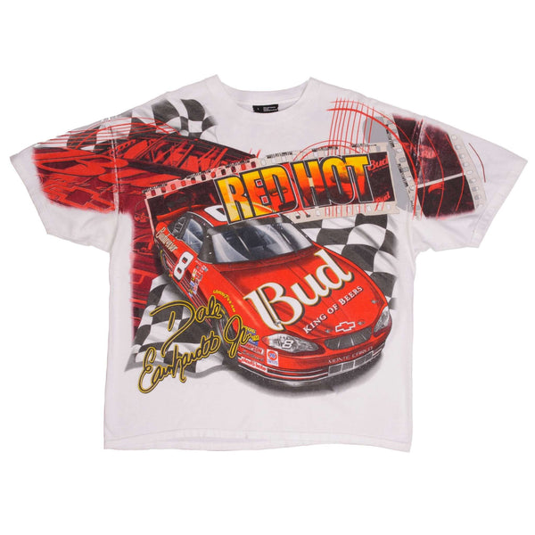 CAMISETA GRANDE DE DALE EARNHARDT JR CON ESTAMPADO TOTAL DE NASCAR VINTAGE DE LOS AÑOS 90 Y 2000