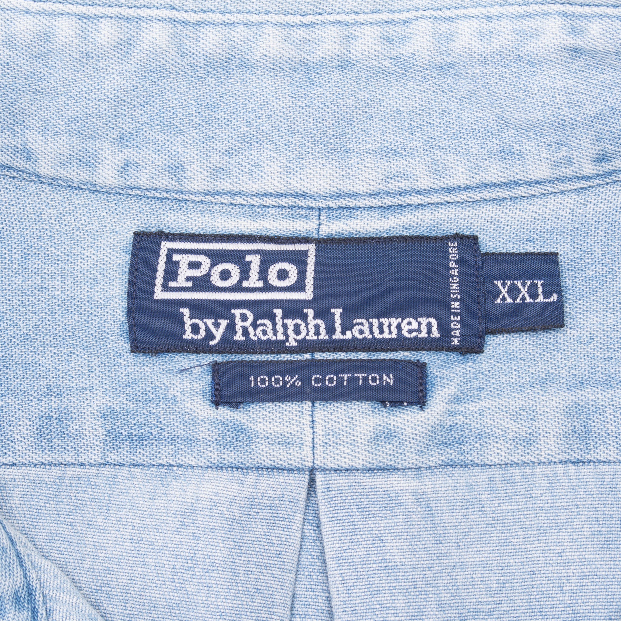 Vintage Polo Ralph Lauren Blue Denim Shirt 1990S Size 2XL