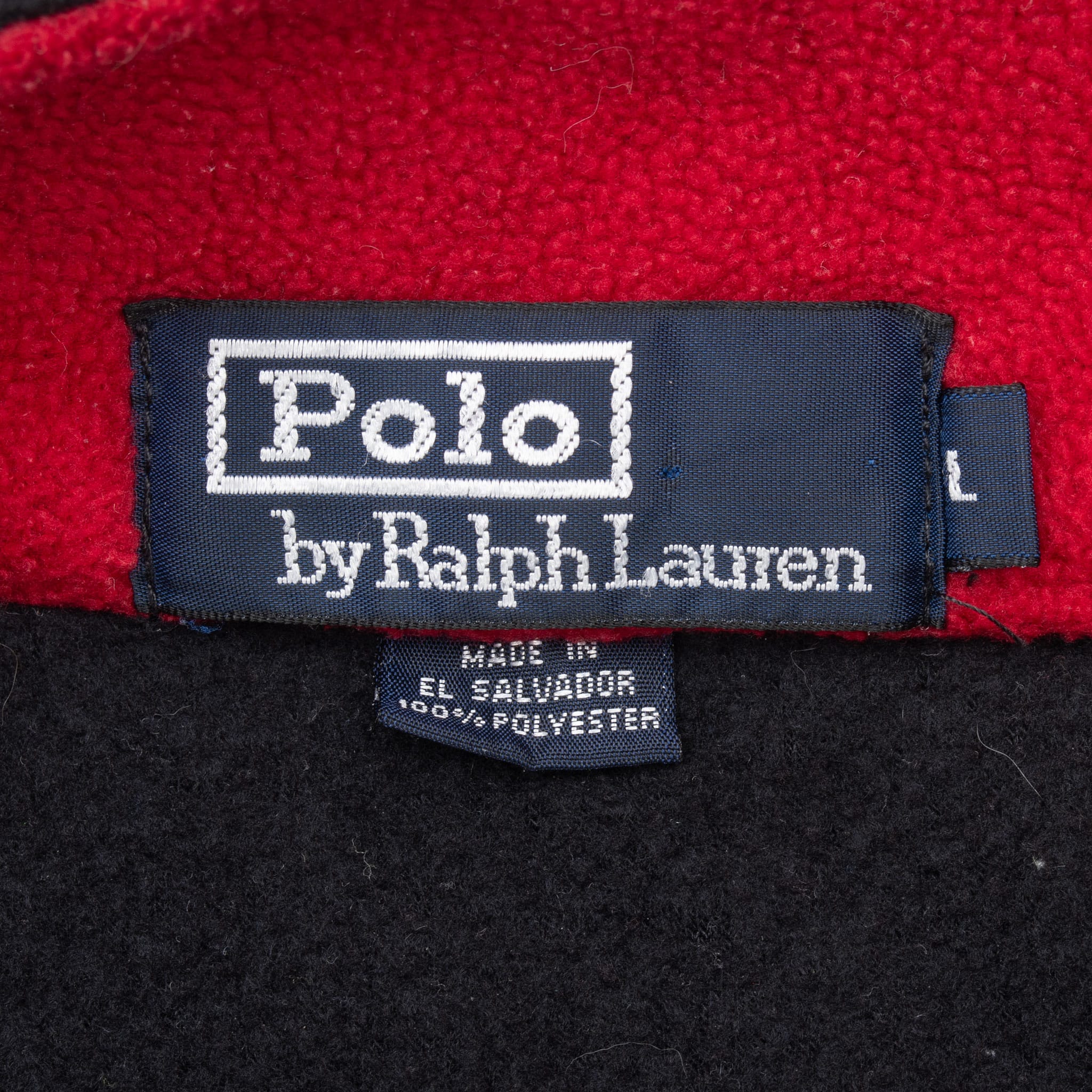 VINTAGE POLO RALPH LAUREN BLACK QUARTER ZIP FLEECE PULLOVER JACKET 1990S LARGE
