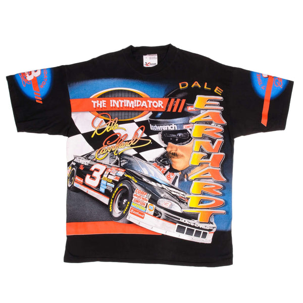 Vintage All Over Print Nascar The Intimidator Dale Earnhardt Winston Cup Champion  Tee Shirt 1990S Size XL Made In USA