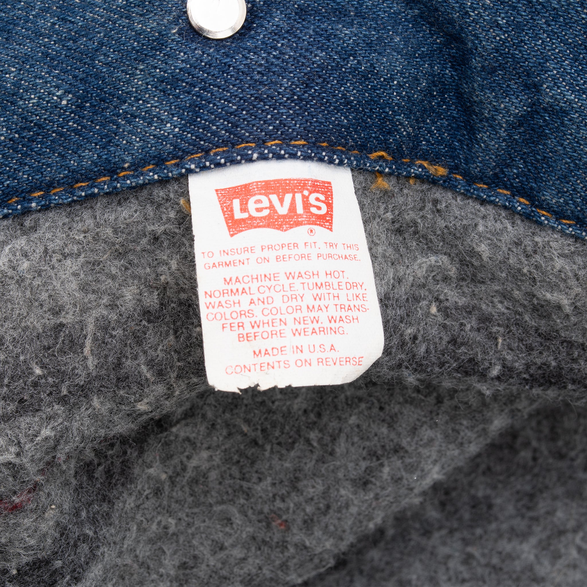 Vintage Levis Indigo Blue Blanket Lined Jacket 70506-0316 Size 44 1980S Made In Usa


