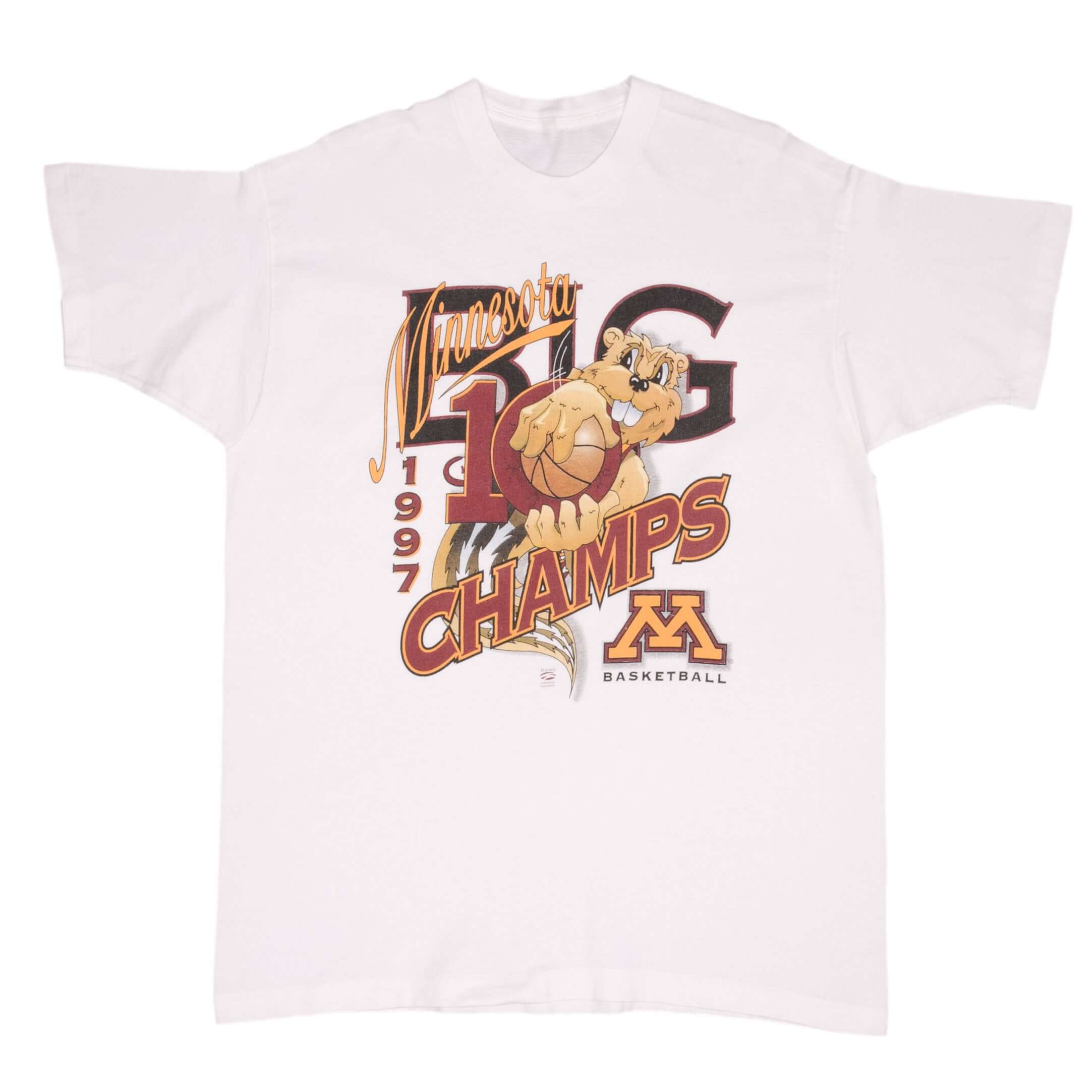 Vintage Ncaa Minnesota Golden Gothers Basketball Champs 1997 Tee Shirt Size XL With Single Stitch Sleeves