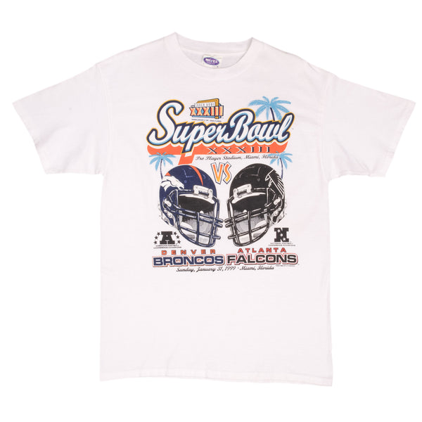 Vintage NFL Atlanta Falcons VS Denver Broncos Super Bowl XXXIII 1999 Tee Shirt Size Large