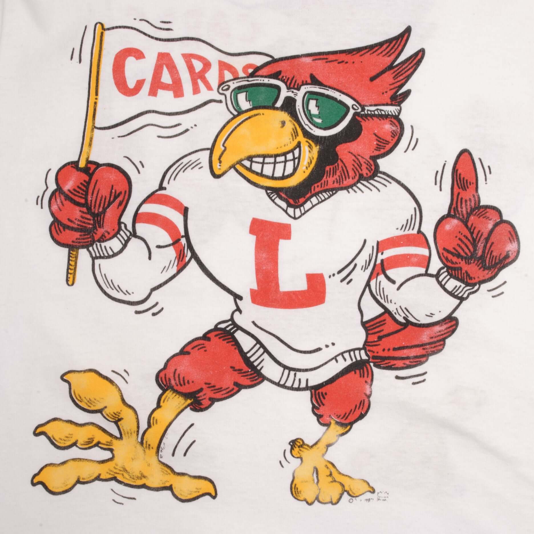 Vintage Louisville Cardinals Football Tee Shirt 1987 Size Large Made In USA With Single Stitch Sleeves.