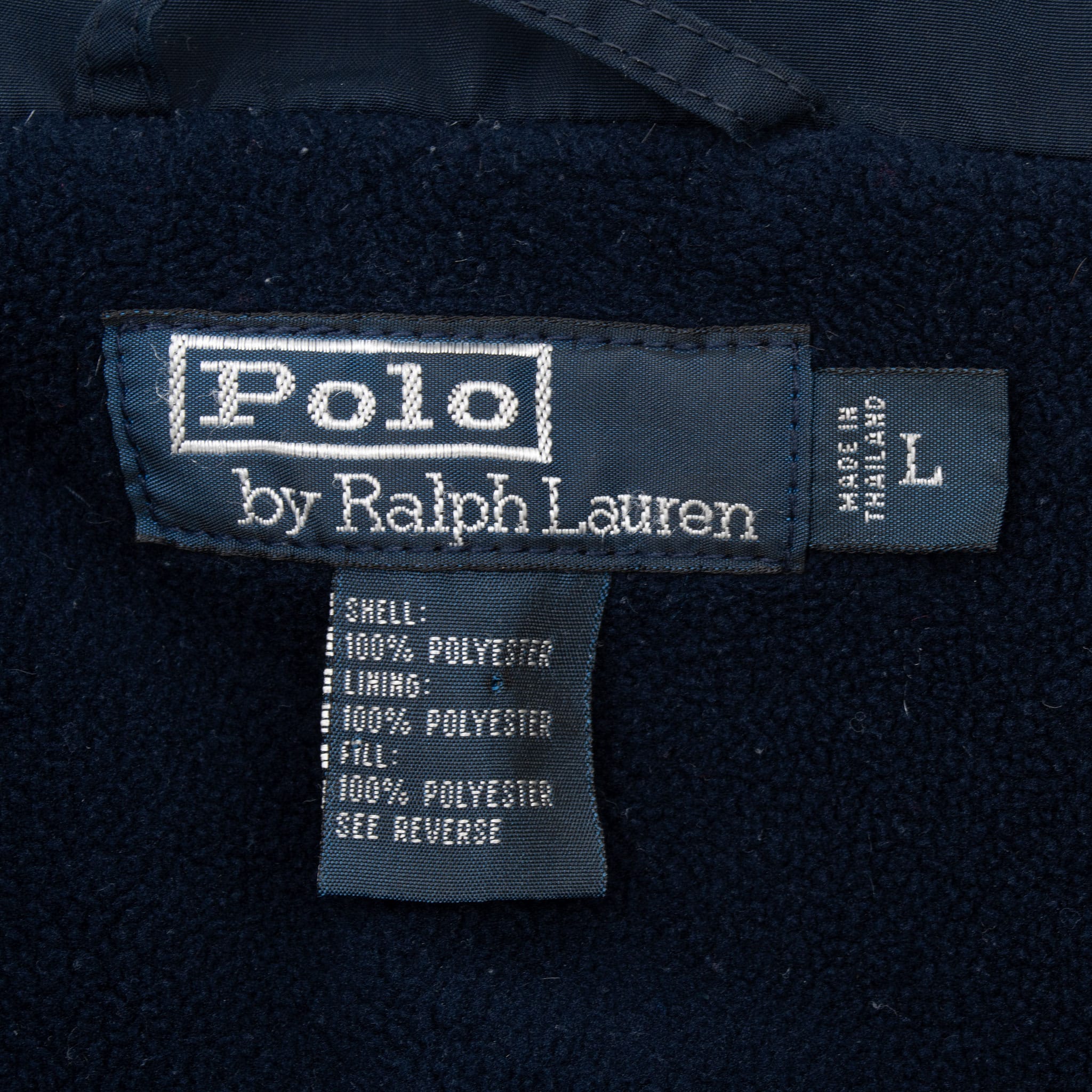 VINTAGE POLO RALPH LAUREN NAVY BLUE WINDBREAKER RAIN JACKET 1990S LARGE