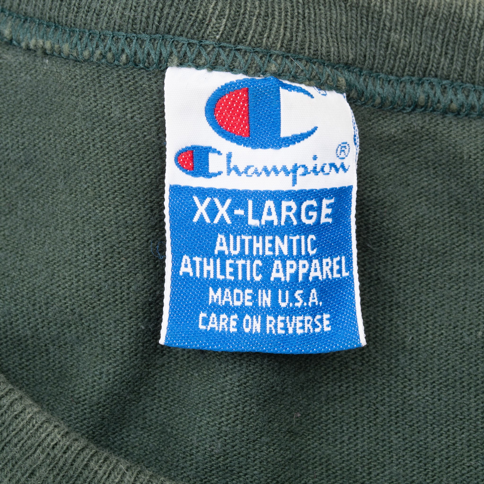 Vintage Champion Atlanta Olympics 1996 Embroidery logo Pine Green Tee Shirt Size 2XL Made In Usa With Single Stitch Sleeves