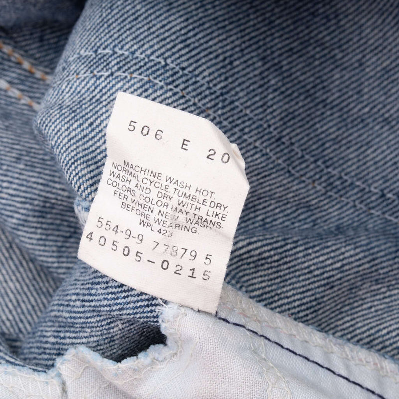 Beautiful Vintage Indigo Levis 505 Orange Tab Jeans Made in USA with Medium Wash and some Light Whiskers

Size on Tag 40X33 Actual Size 38X32

Back Button #554 talon Zipper