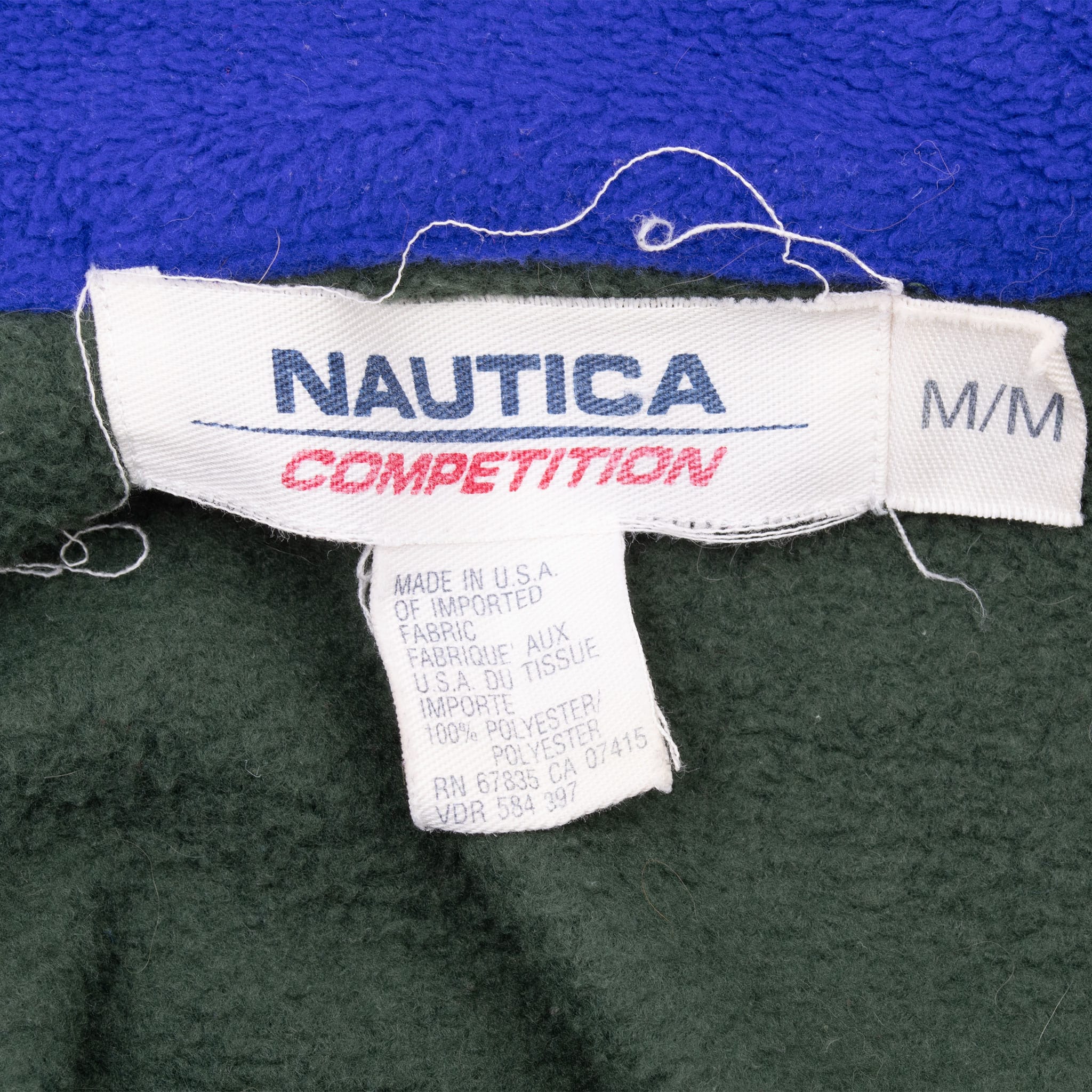 VINTAGE NAUTICA COMPETITION GREEN QUARTER ZIP FLEECE JACKET 1990S MEDIUM
