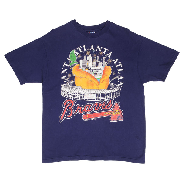 Vintage Mlb Atlanta Braves 1993 Tee Shirt Size Large Made In USA With Single Stitch Sleves