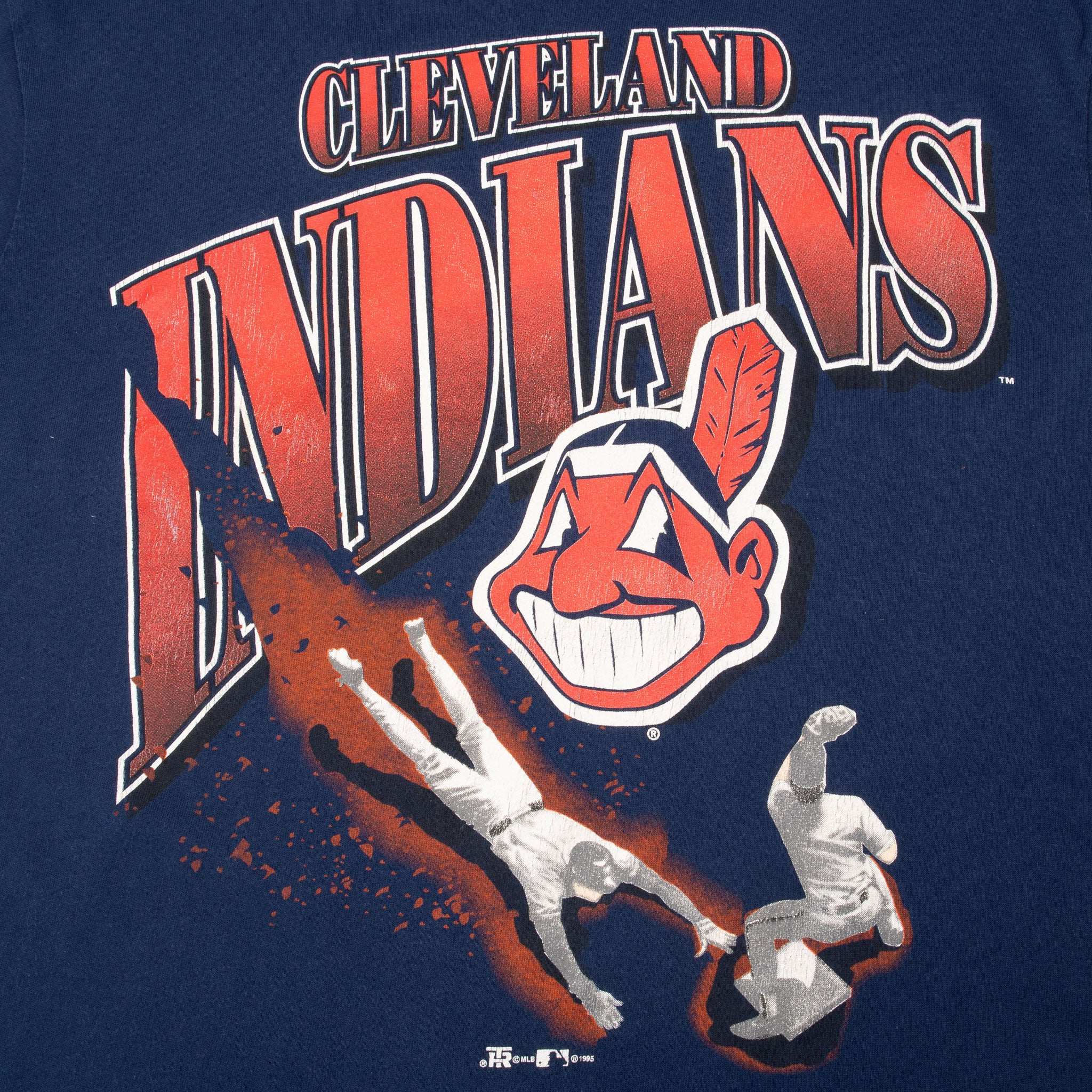 Vintage Mlb Cleveland Indians 1995 Tee Shirt Size Large Made In Usa With Single Stitch Sleeves