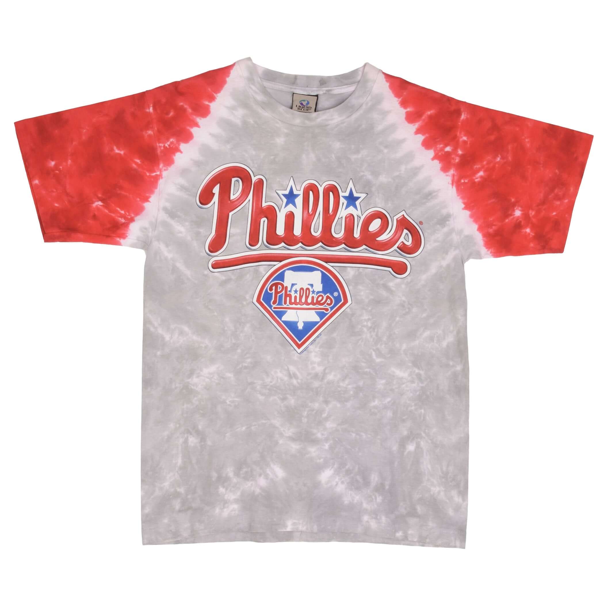 Vintage Tie Dye Mlb Philadelphia Phillies Liquid Blue Tee Shirt 1990S Medium Made In USA