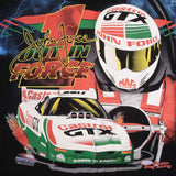Vintage Allover Print Racing NHRA John Force 1990S Tee Shirt Large Made In USA With Single Stitch Sleeves