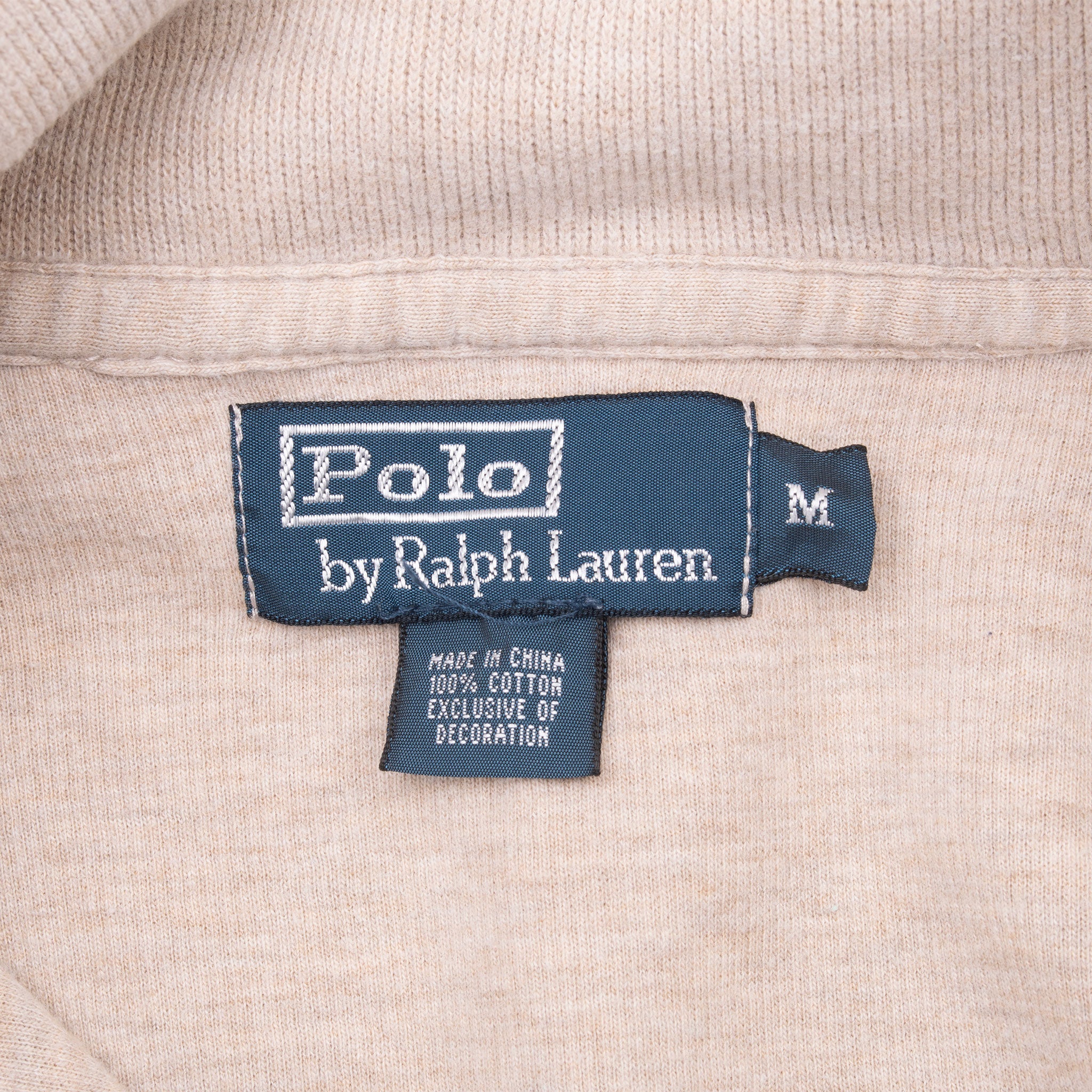 Vintage Polo Ralph Lauren Beige Quarter Zip Sweater Size Medium 1990S