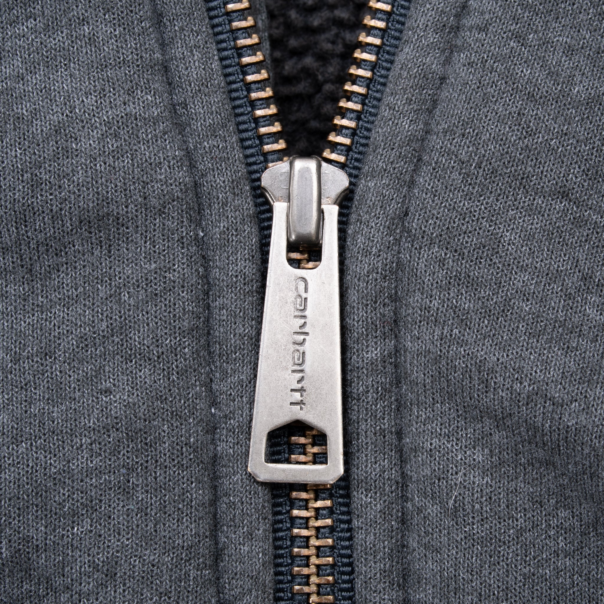 Vintage Carhartt Full Zip Grey Sherpa Lined Hoodie Sweatshirt 2000S Size Medium