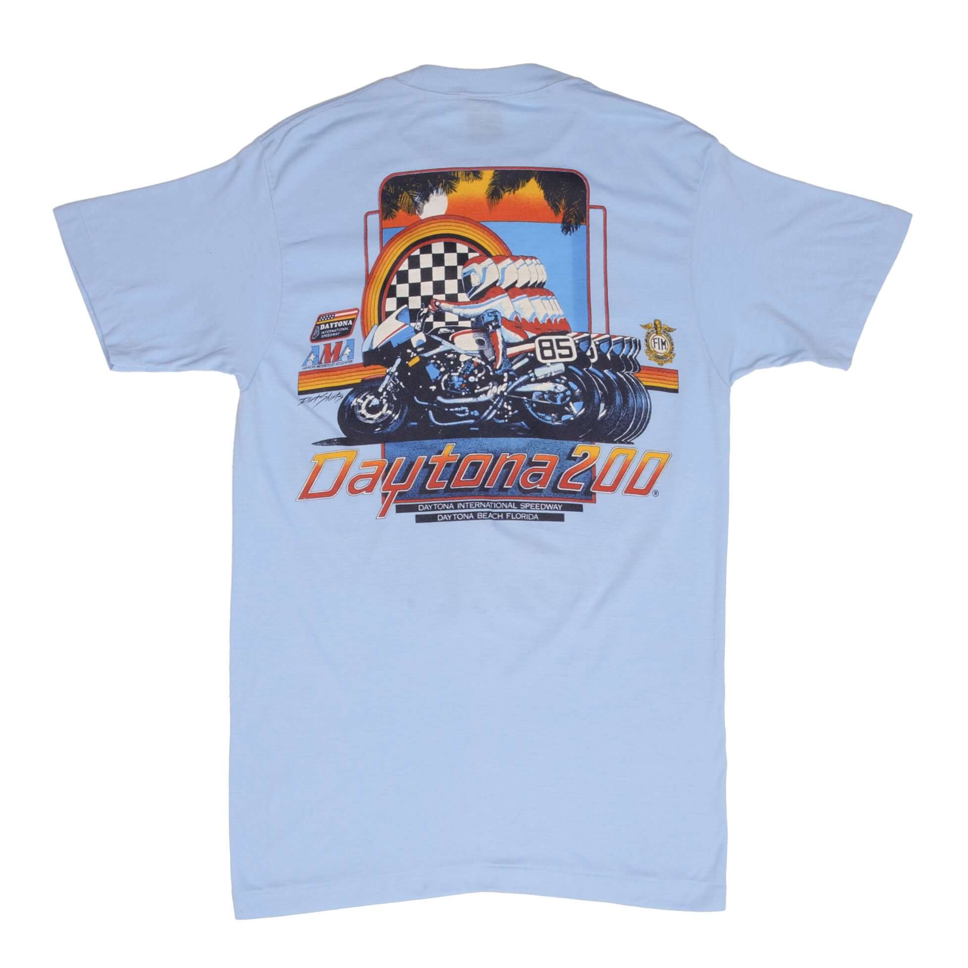 Vintage Ama Daytona 200 Early 1980S Anvil Tee Shirt Size Small Made In USA With Single Stitch Sleeves