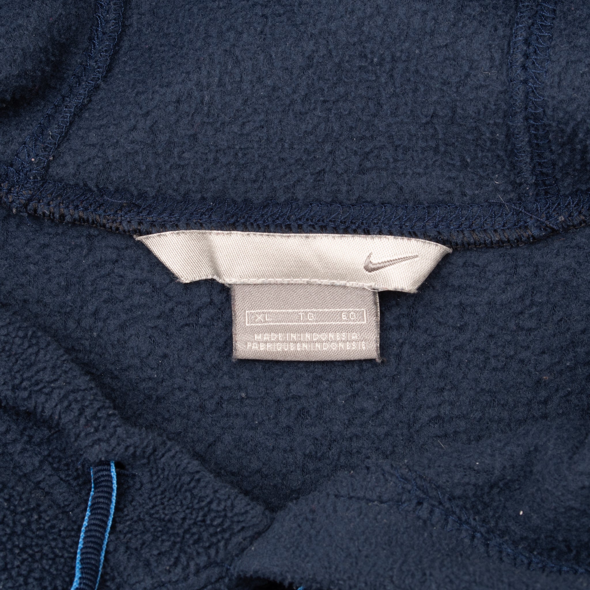Vintage Nike Big Swoosh Blue Fleece Hoodie Sweatshirt 2000S Size XL