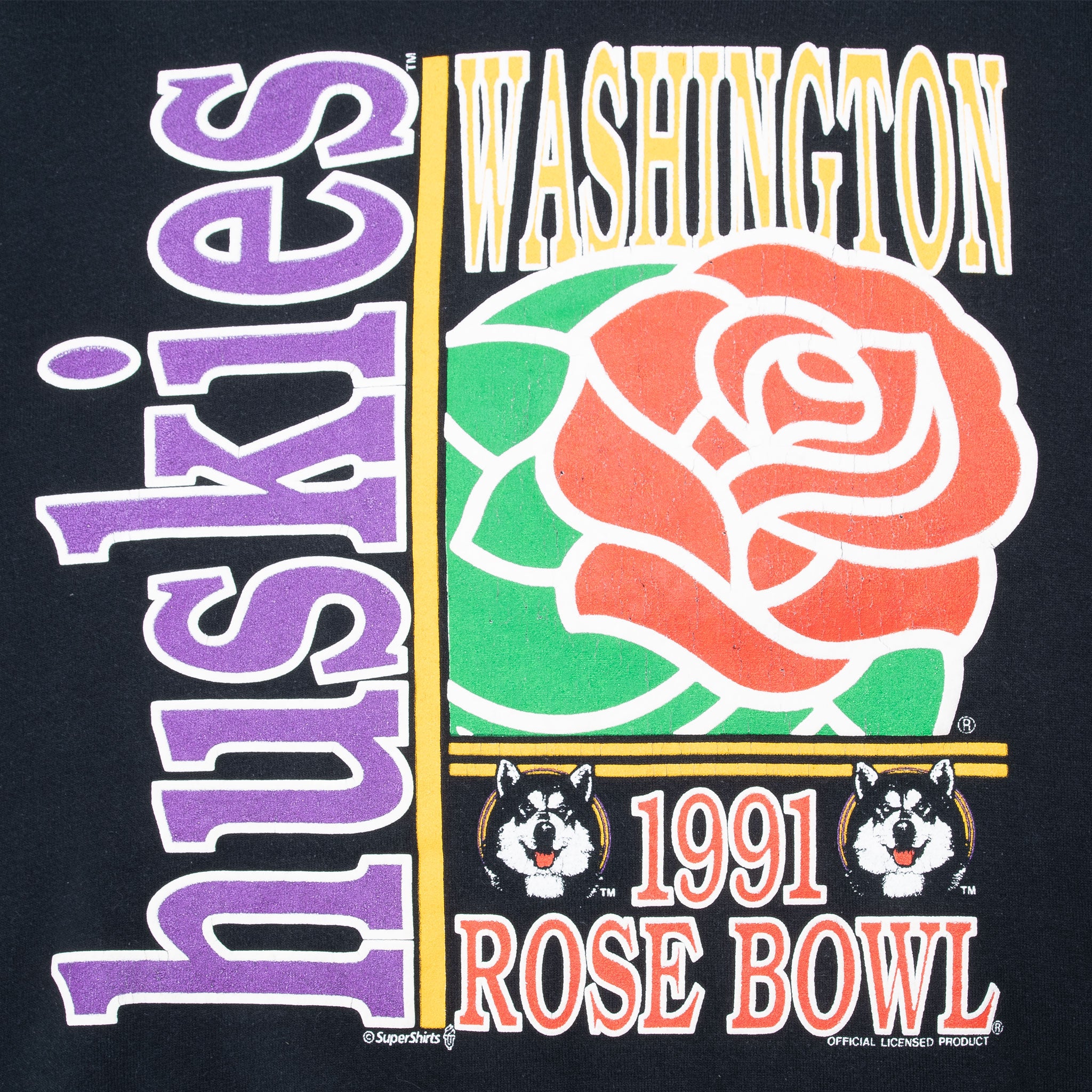 Vintage Ncaa Washington Huskies Rosebowl 1991 Sweatshirt Size Large Made In Usa