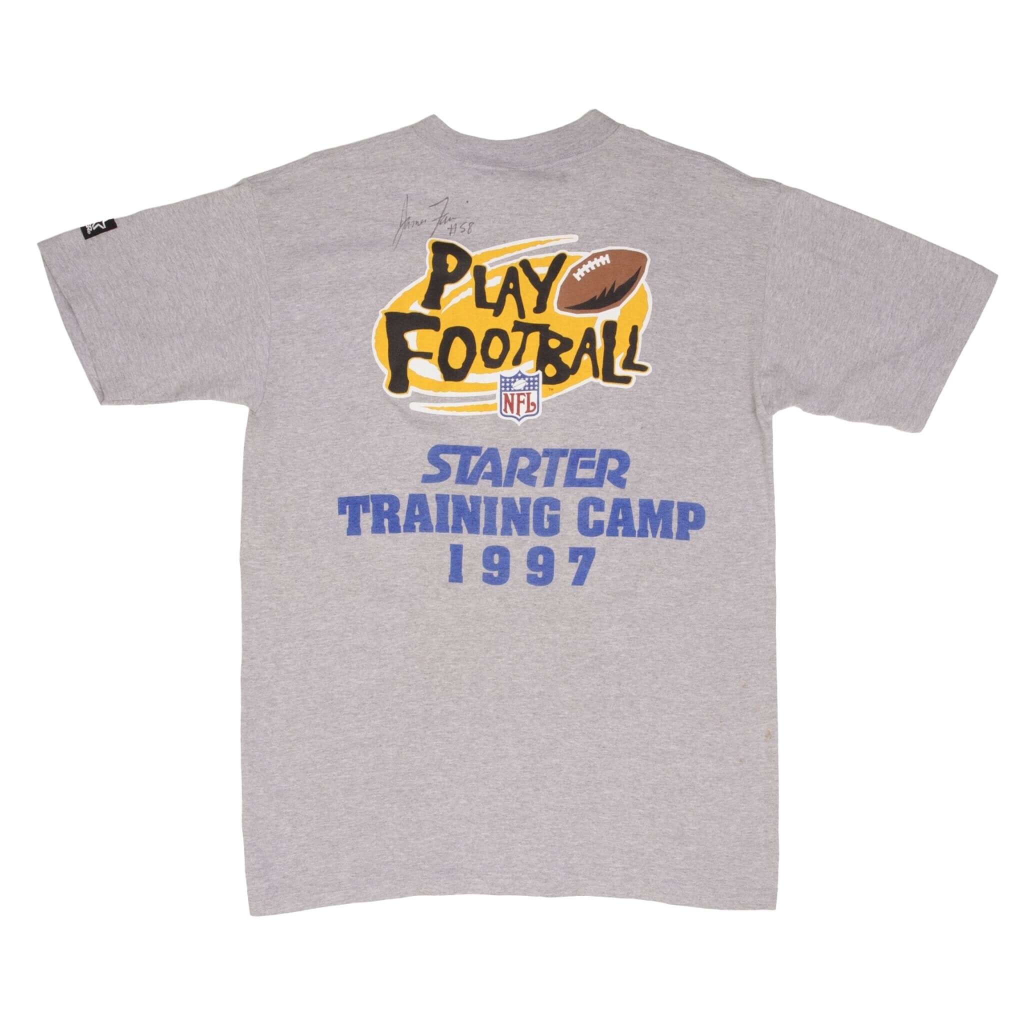Vintage Nfl New York Jets Starter Training Camp 1997 Signed By James Farrior Tee Shirt Size Medium Made Usa