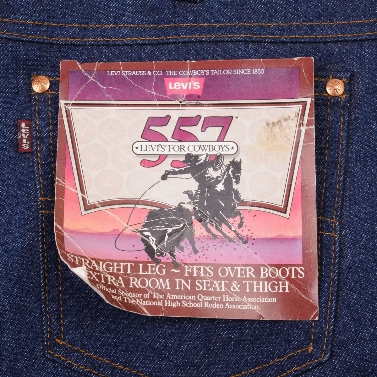 VINTAGE LEVIS 557 FOR COWBOYS JEANS SIZE 35X36 W35 L36 MADE IN USA DEA
