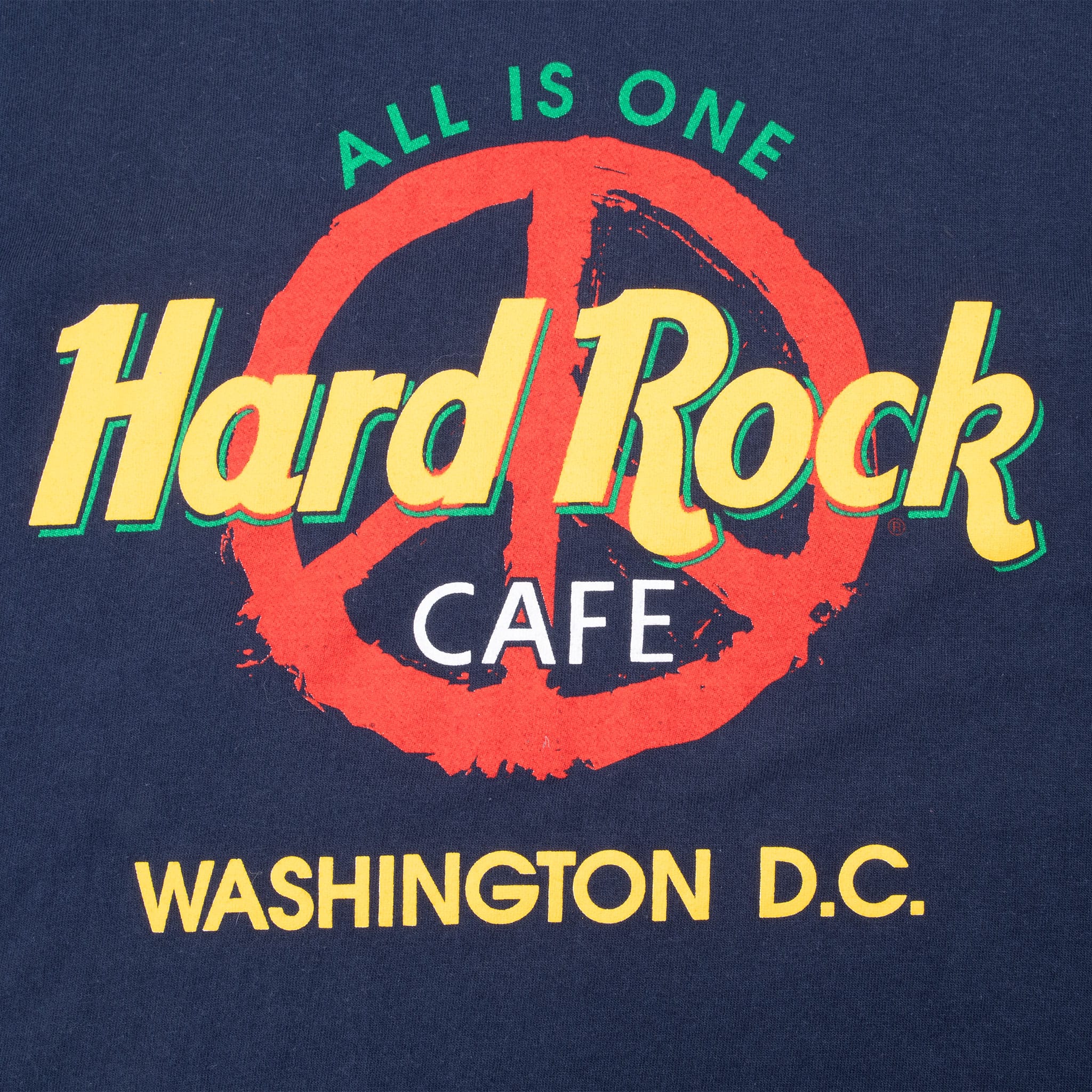 VINTAGE HARD ROCK CAFE ALL IS ONE PEACE & LOVE TEE SHIRT 1990S MEDIUM MADE USA