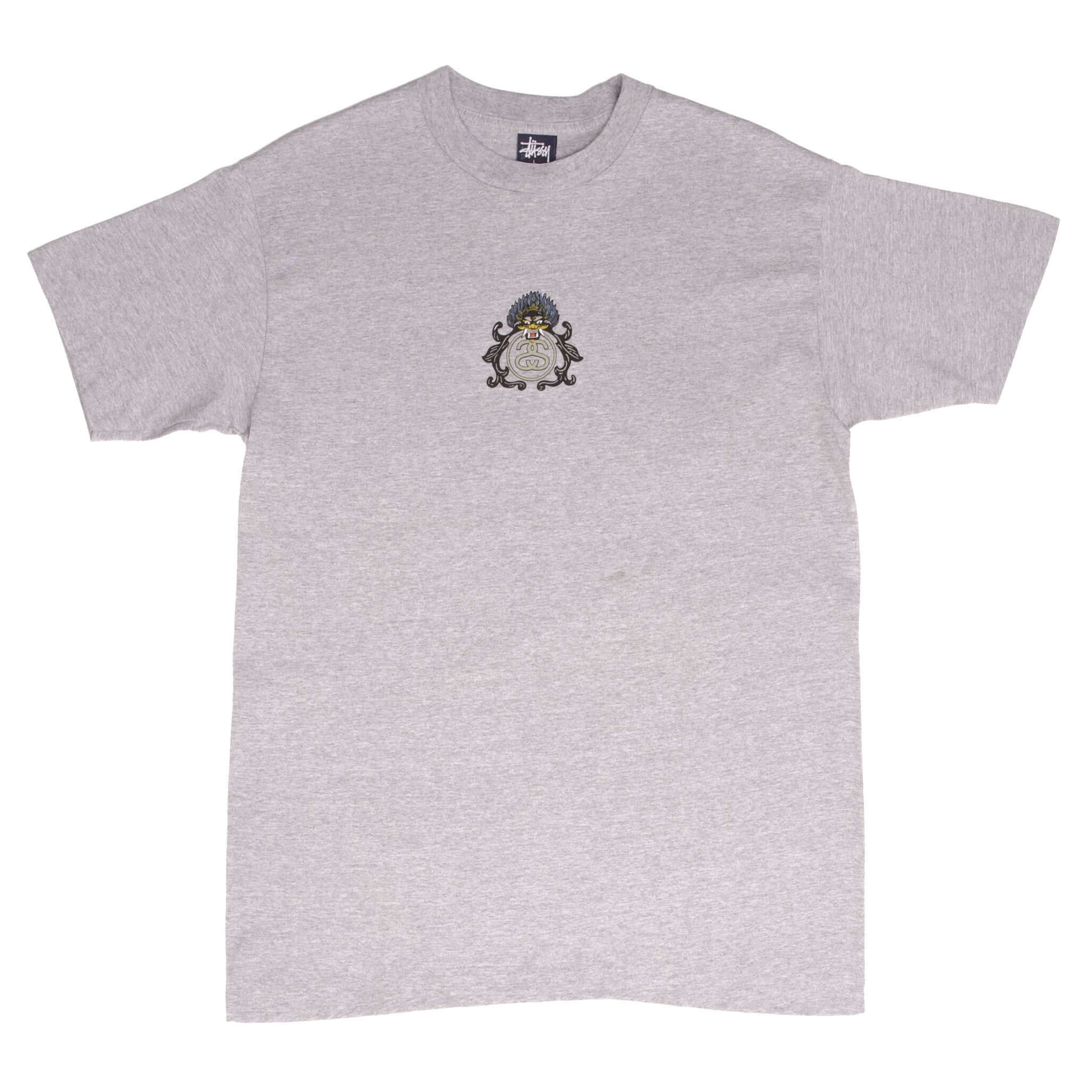 Vintage Stussy Dragon Grey Tee Shirt 1990S Size Large Made In Usa With Single Stitch Sleeves