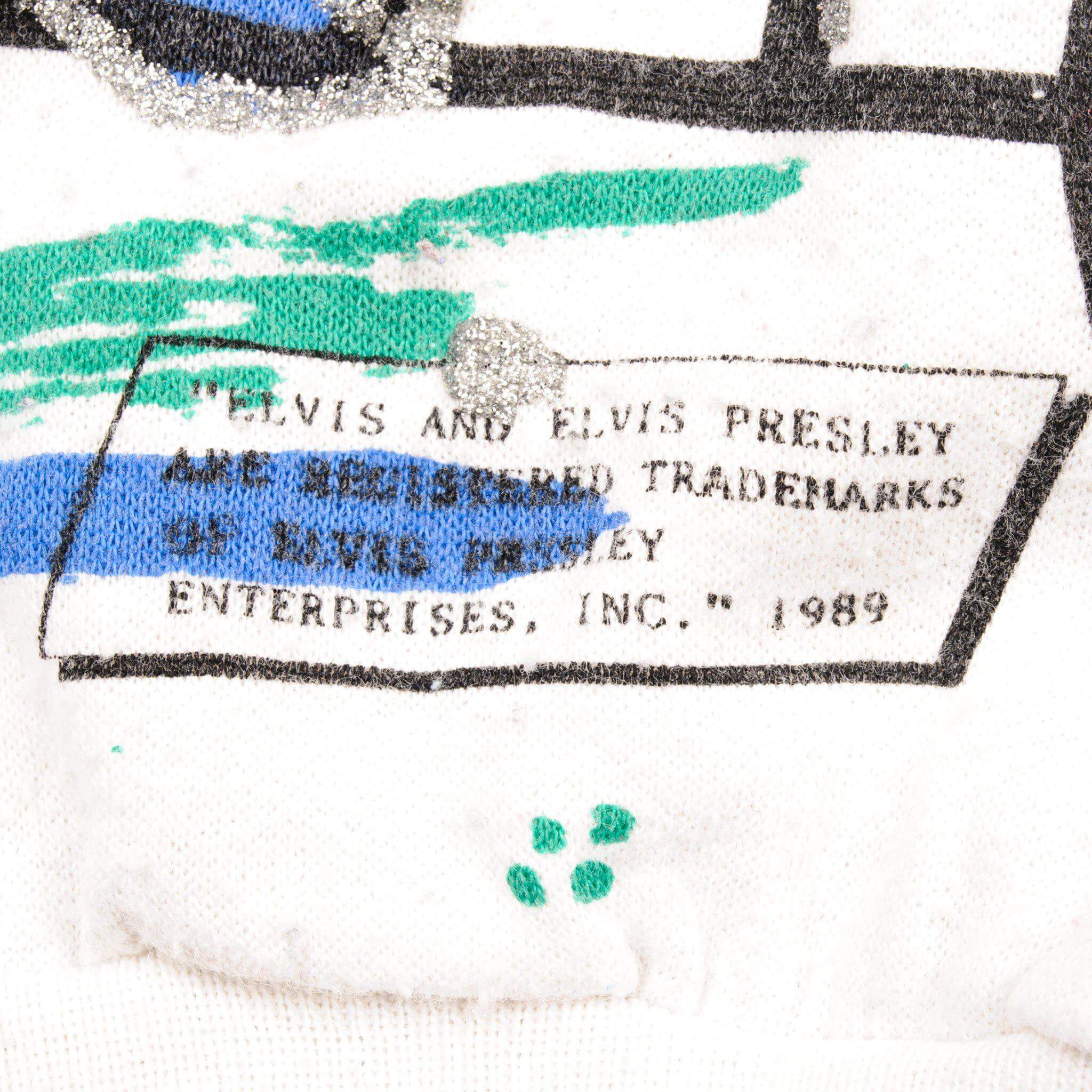 VINTAGE ALL OVER PRINT ELVIS SWEATSHIRT 1989 SIZE LARGE MADE IN USA