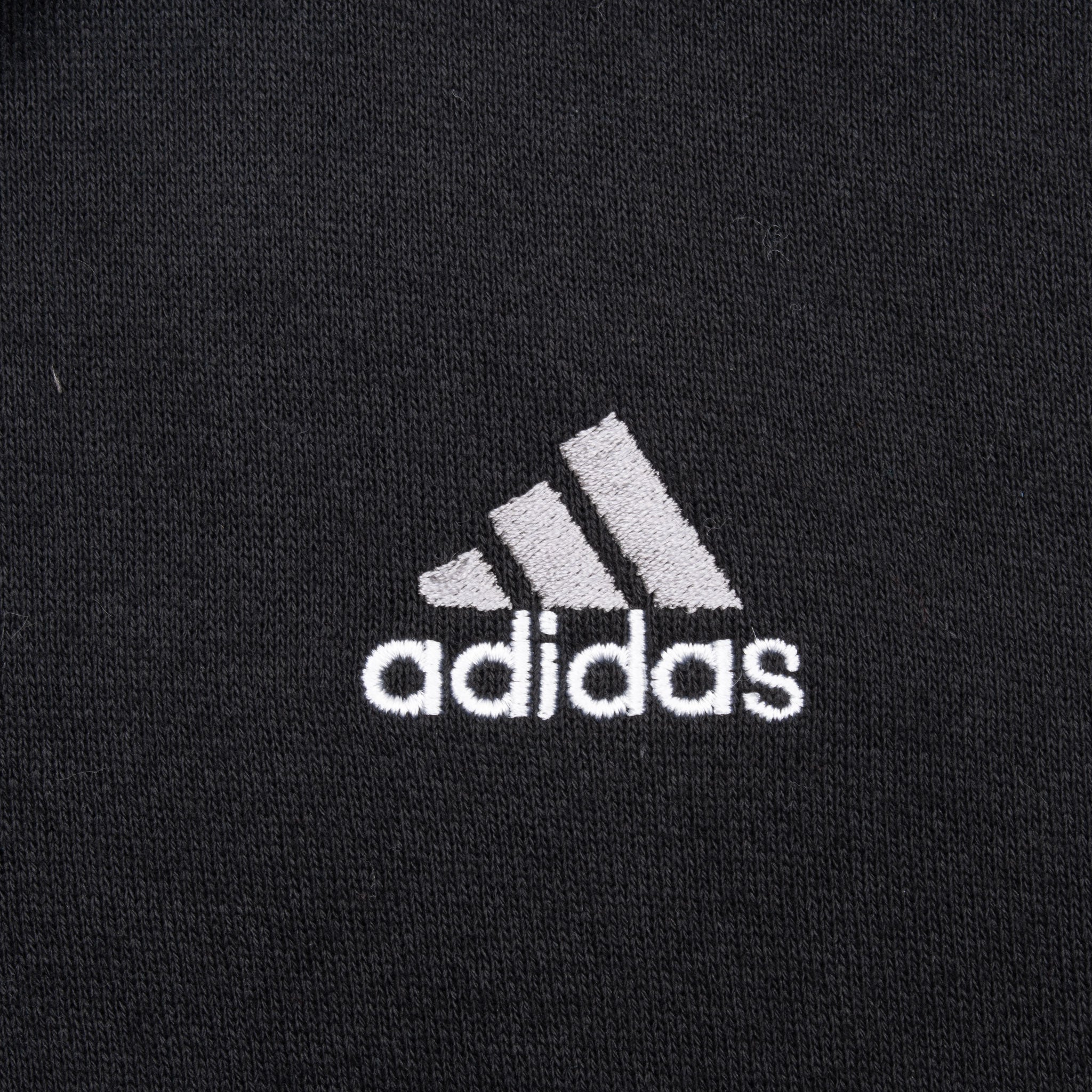 Vintage Adidas 3 Stripes Black Hoodie Sweatshirt 1990S Size Xl Made In Usa