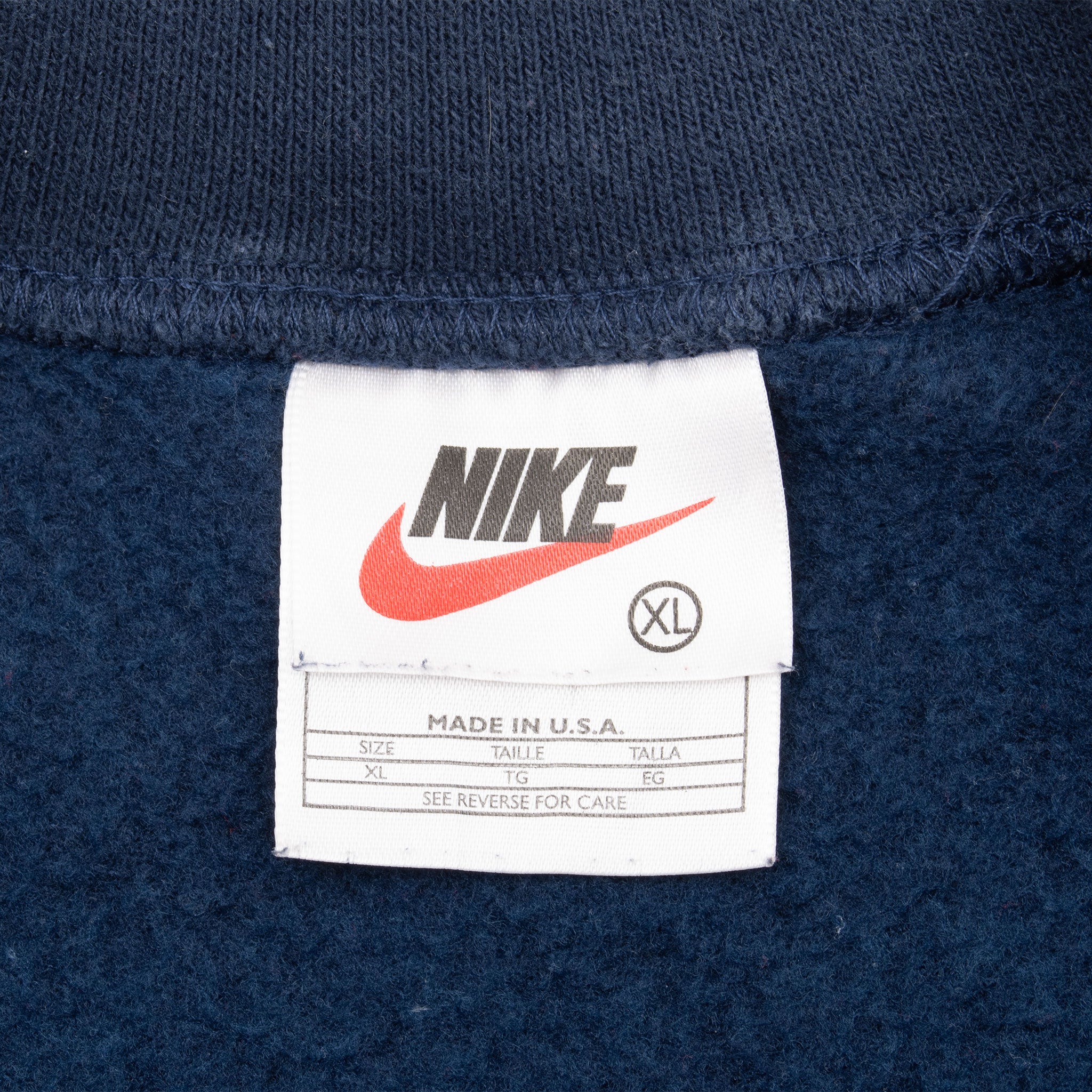 Vintage Nike Classic Swoosh Navy Blue Sweatshirt 1990S Size XL Made In USA