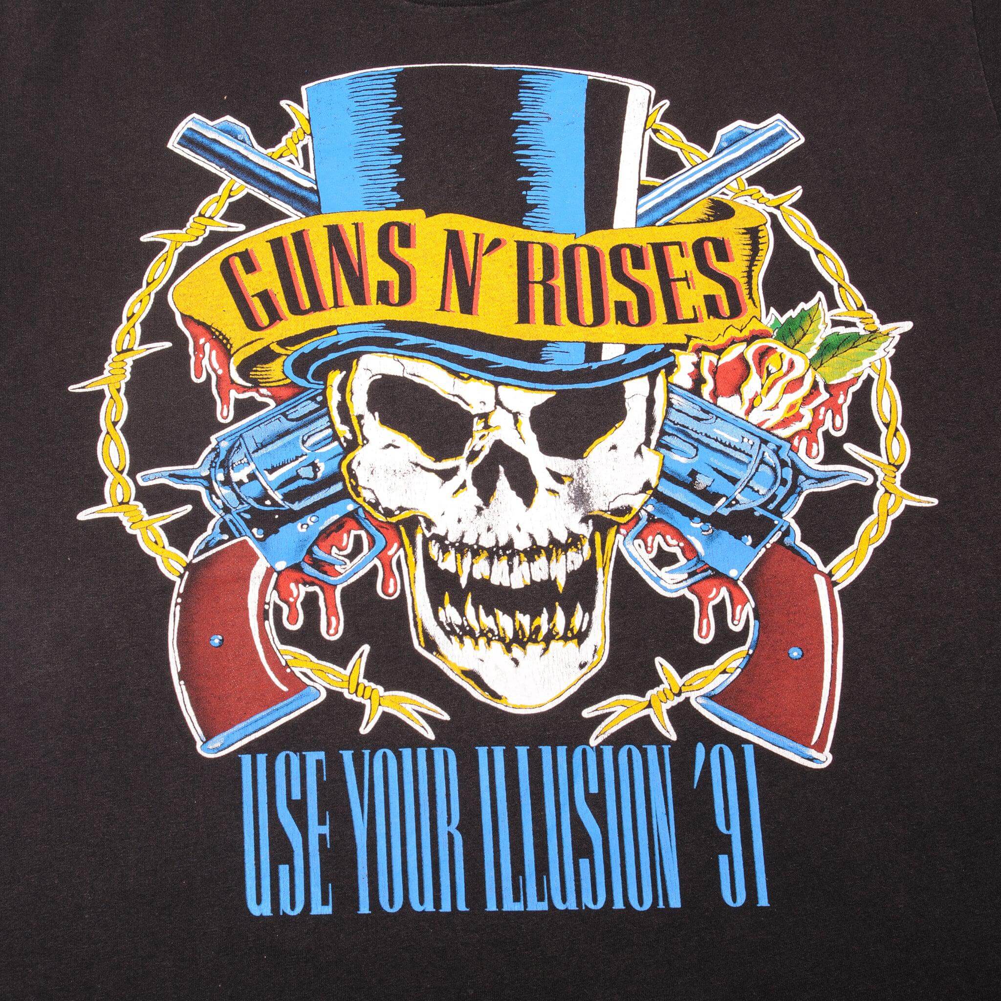 VINTAGE GUNS N' ROSES USE YOUR ILLUSION TOUR TEE SHIRT 1991 SIZE LARGE