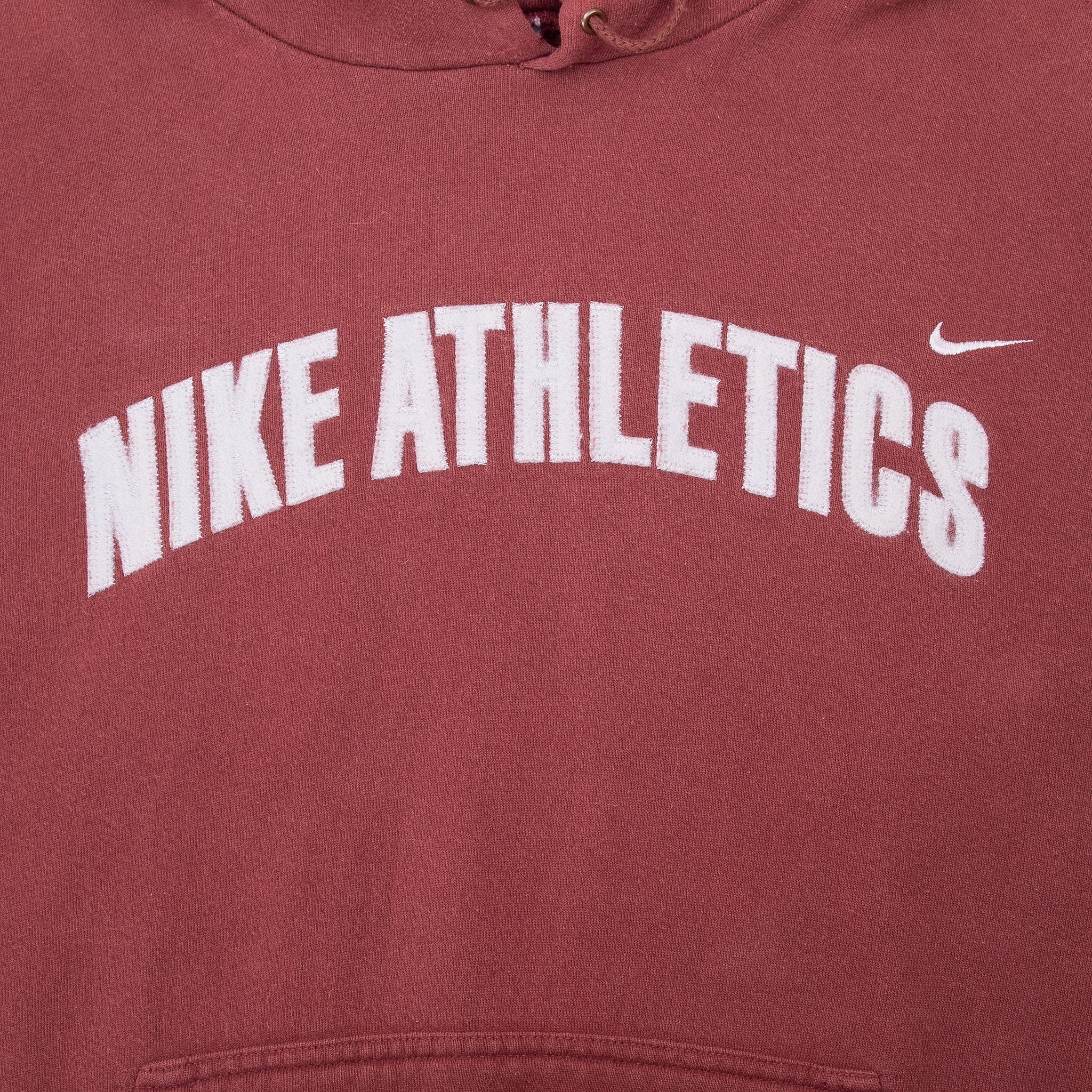 Vintage Nike Athletics Burgundy Hoodie Sweatshirt 1990S Size XL Made In Usa