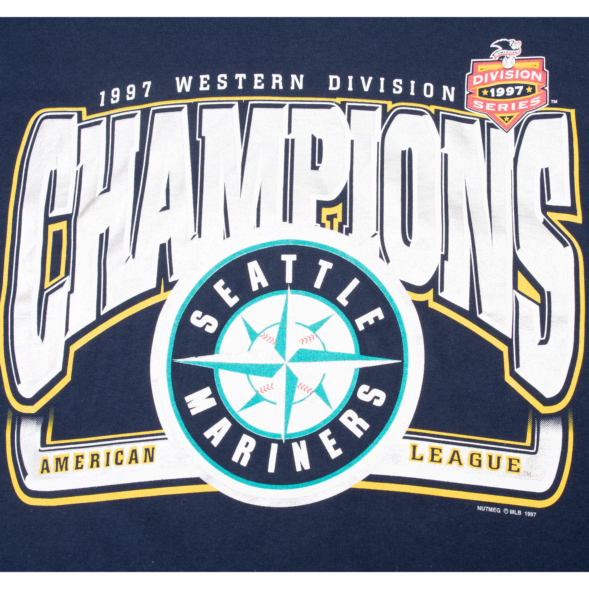 VINTAGE MLB SEATTLE MARINERS AMERICAN LEAGUE CHAMPIONS 1997 TEE SHIRT 2XL DEADSTOCK