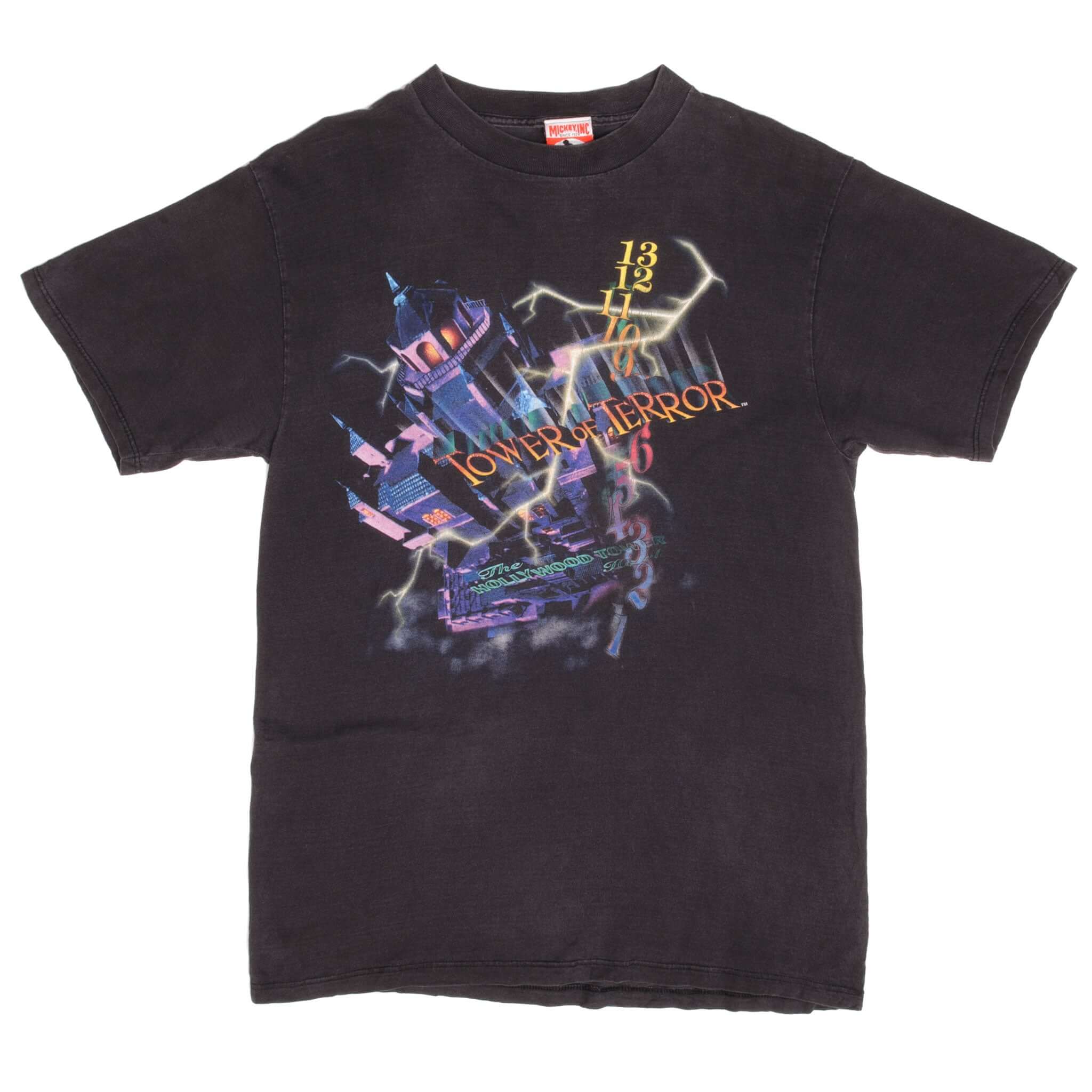 Vintage Walt Disney World The Hollywood Tower Of Terror Mickey Inc Tee Shirt Size Medium Made In USA