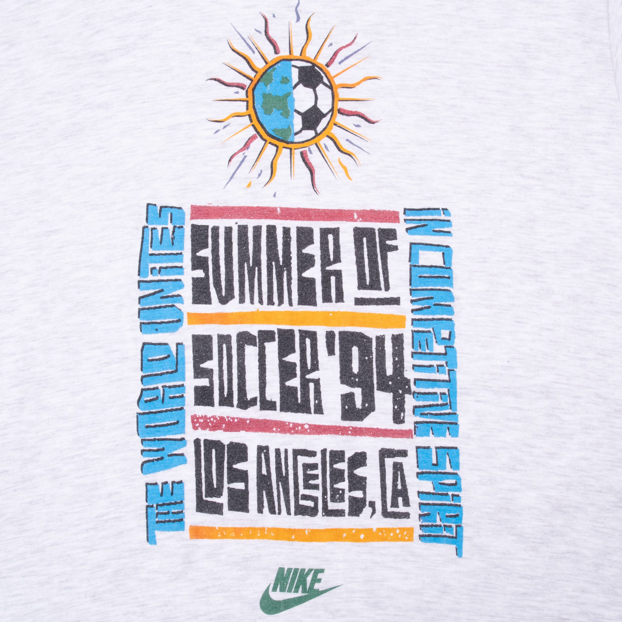 VINTAGE NIKE SUMMER OF SOCCER 1994 LOS ANGELES TEE SHIRT MEDIUM MADE IN USA