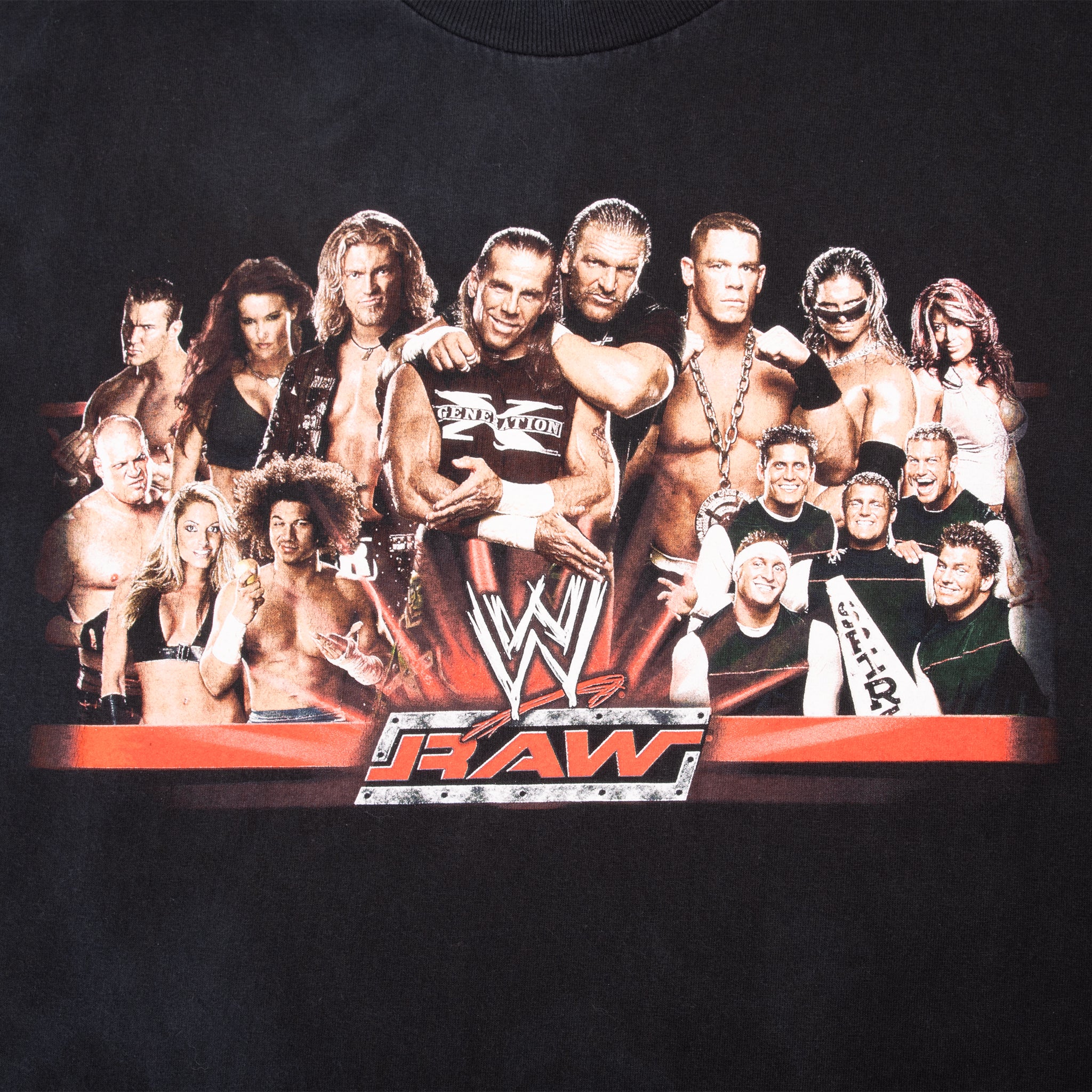 Vintage Wwe Raw John Cena Edge Kane Randy Orton Triple H Wrestling Tee Shirt 2002 Size XL