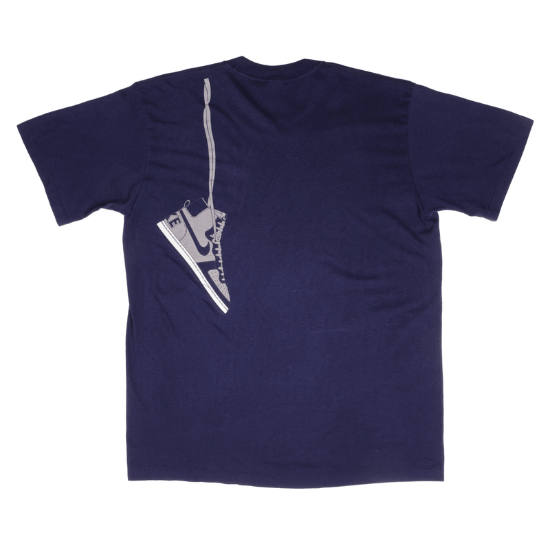 Vintage Blue Nike Air Jordan Tee Shirt 1980S Size Large Made In USA With Single Stitch Sleeves