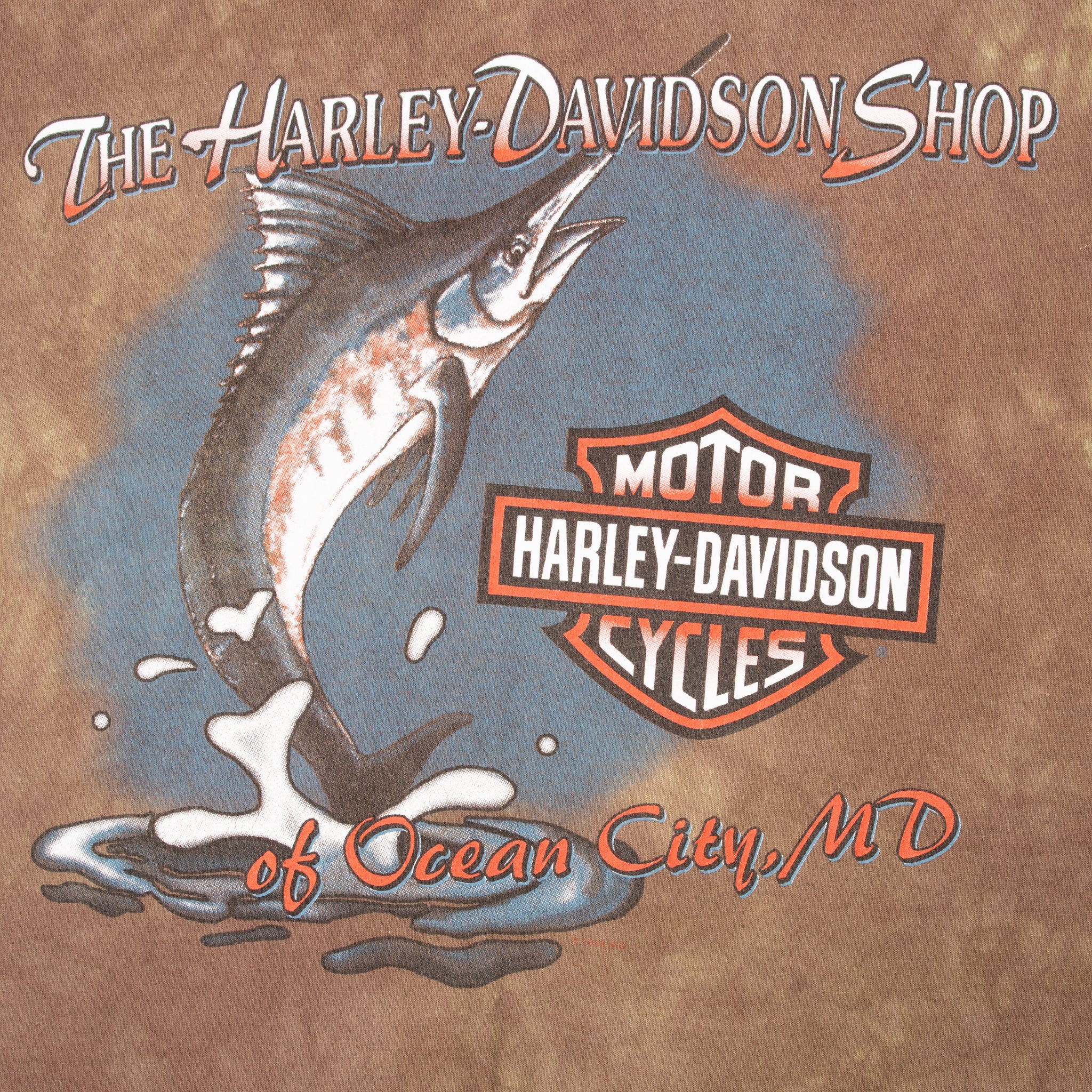 Vintage Harley Davidson Eagle Ocean City Maryland 1998 Tee Shirt Size XL Made In Usa With Single Stitch Sleeves