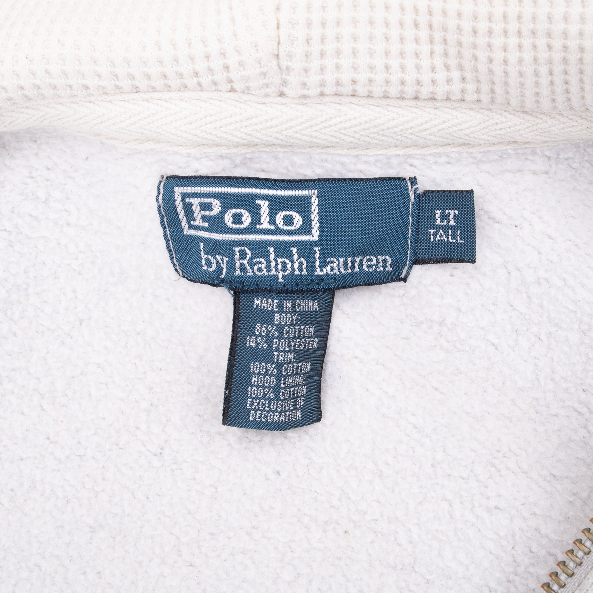 Vintage Ralph Lauren Full Zip Classic Grey Hoodie Sweatshirt 1990S Size Large Tall