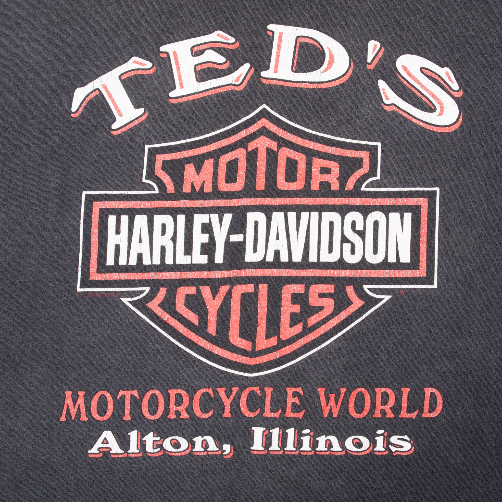 Vintage Harley Davidson Alton Illinois Tee Shirt 1990S Size 2XL Made In Usa With Single Stitch Sleeves